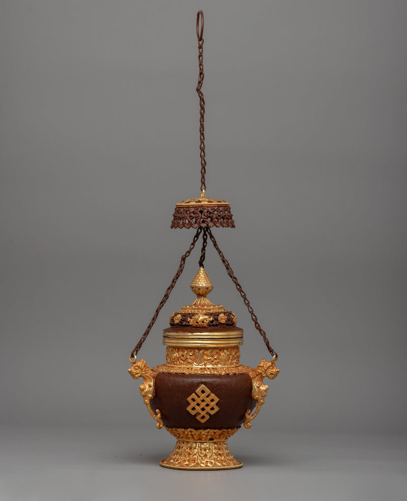 Buddhist Hanging Incense Burner | Traditional Vajrayana Burner With Copper and Gold-Plated