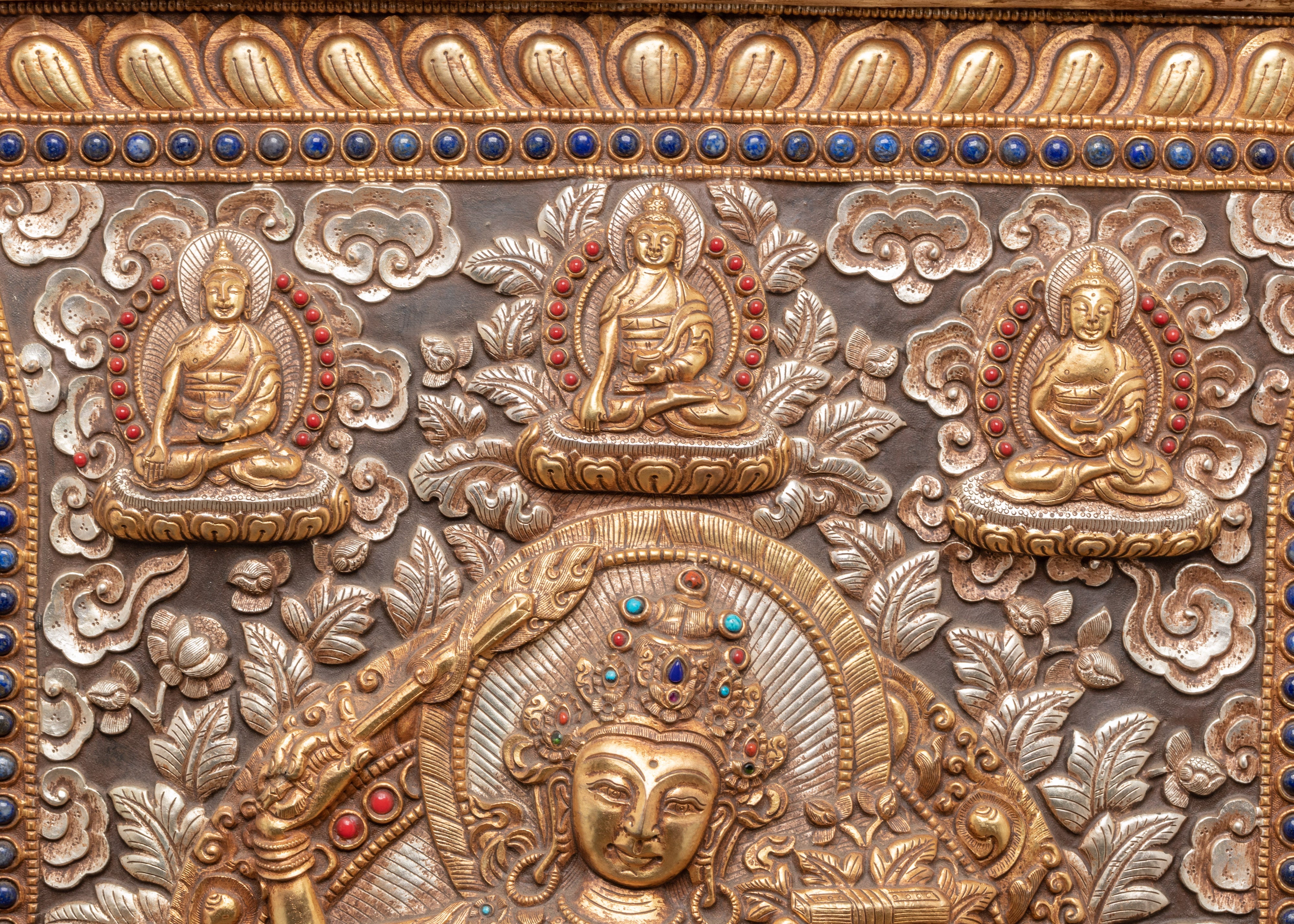 Handcrafted Manjushri Wall Hanging | Buddhist Copper Wall Art