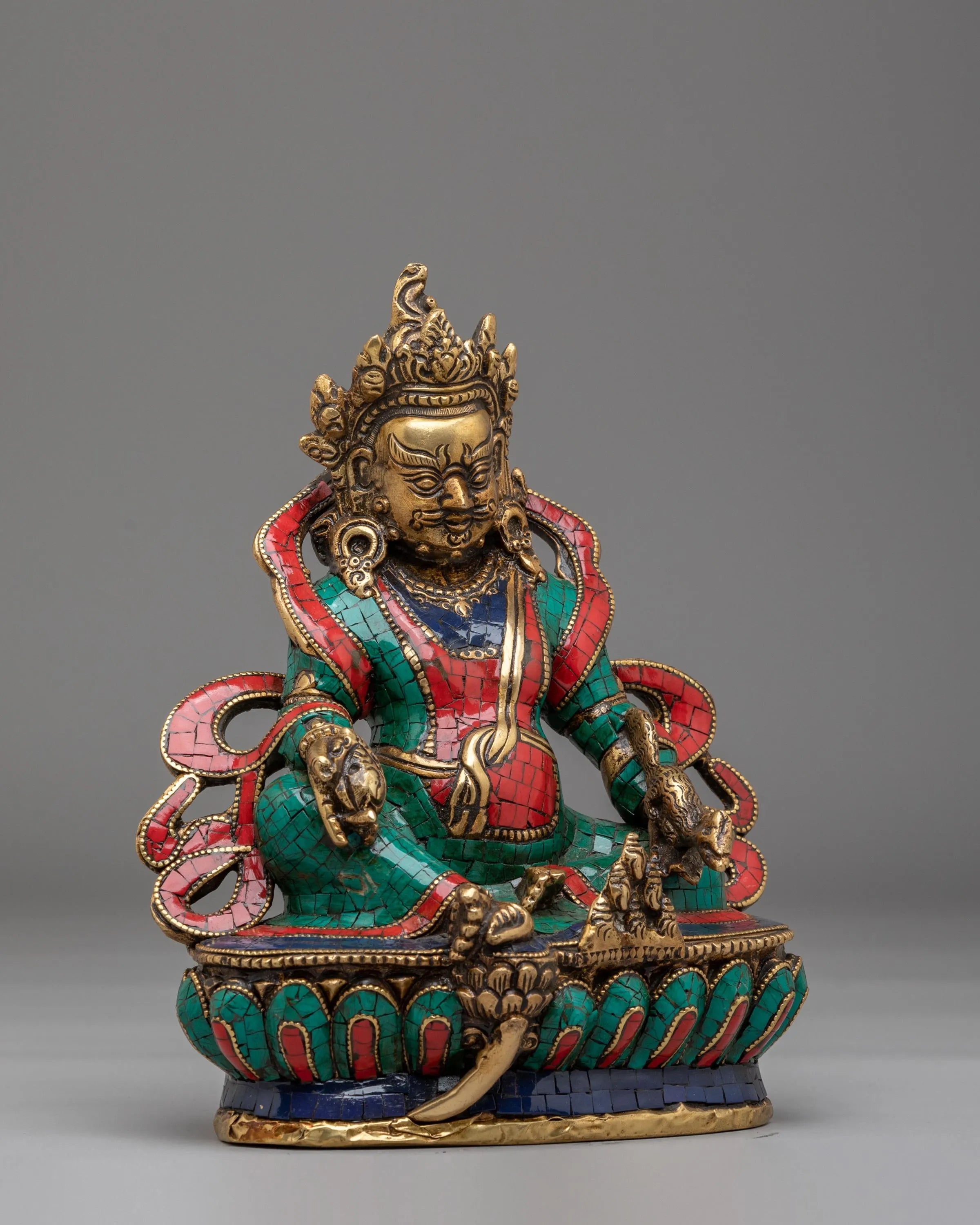 Dzambhala Statue of Wealth and Abundance | Brass Figurine for Mindful Living