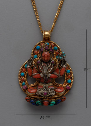 Four-Armed Chenrezig Locket | Sacred Buddhist Figure of Compassion and Peace