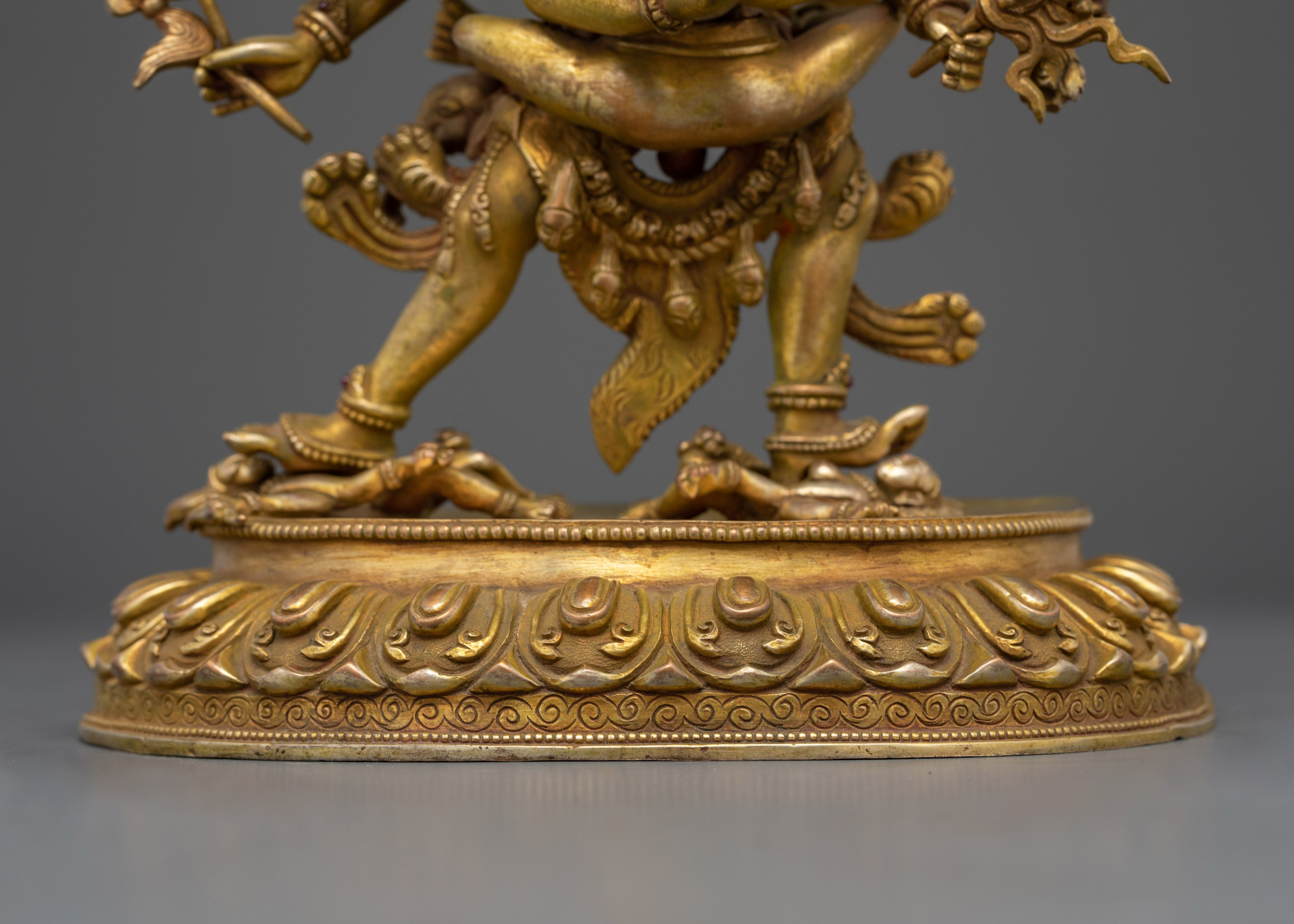 Handmade Kalachakra Gold Gilded Statue | Symbol of Cosmic Unity