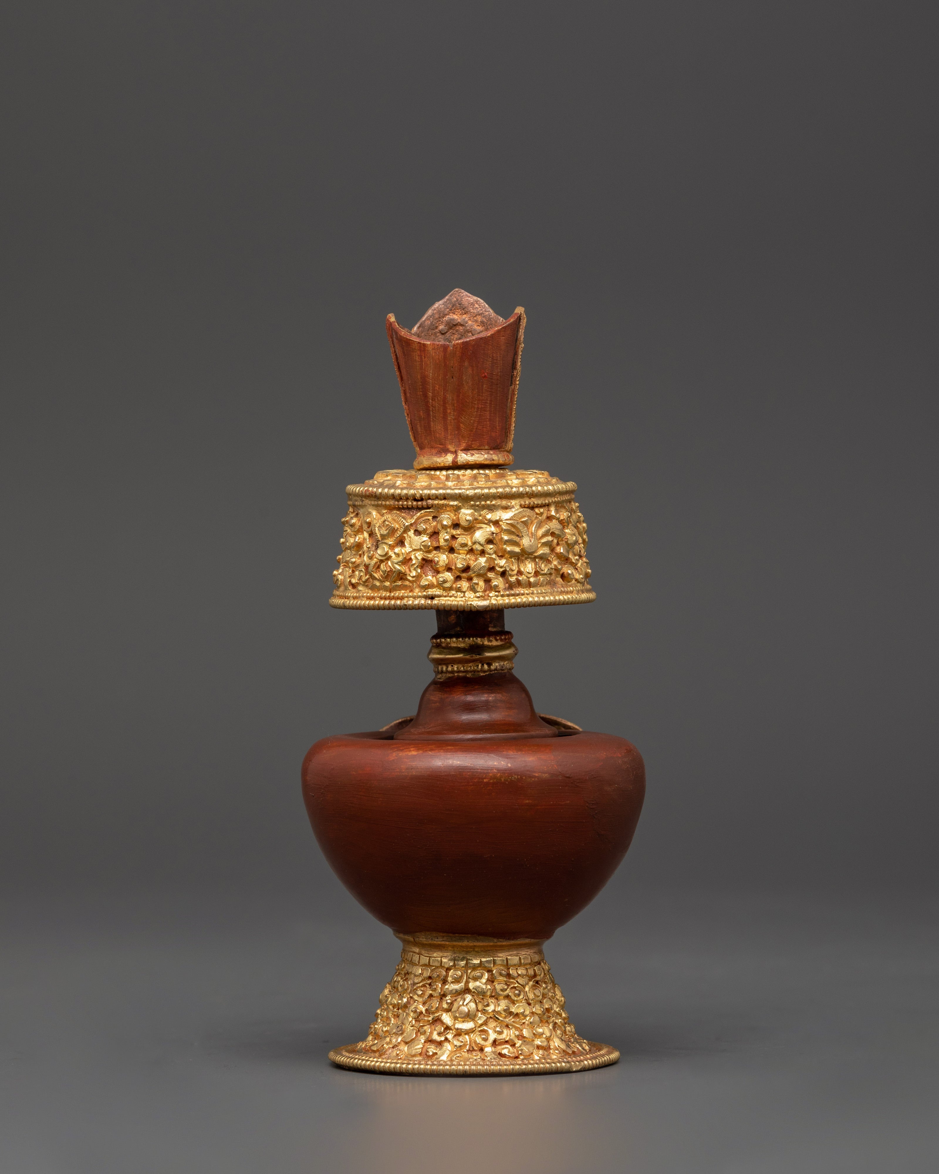 Tibetan Bhumba Ritual Set | Oxidized Copper Water Vase for Offerings