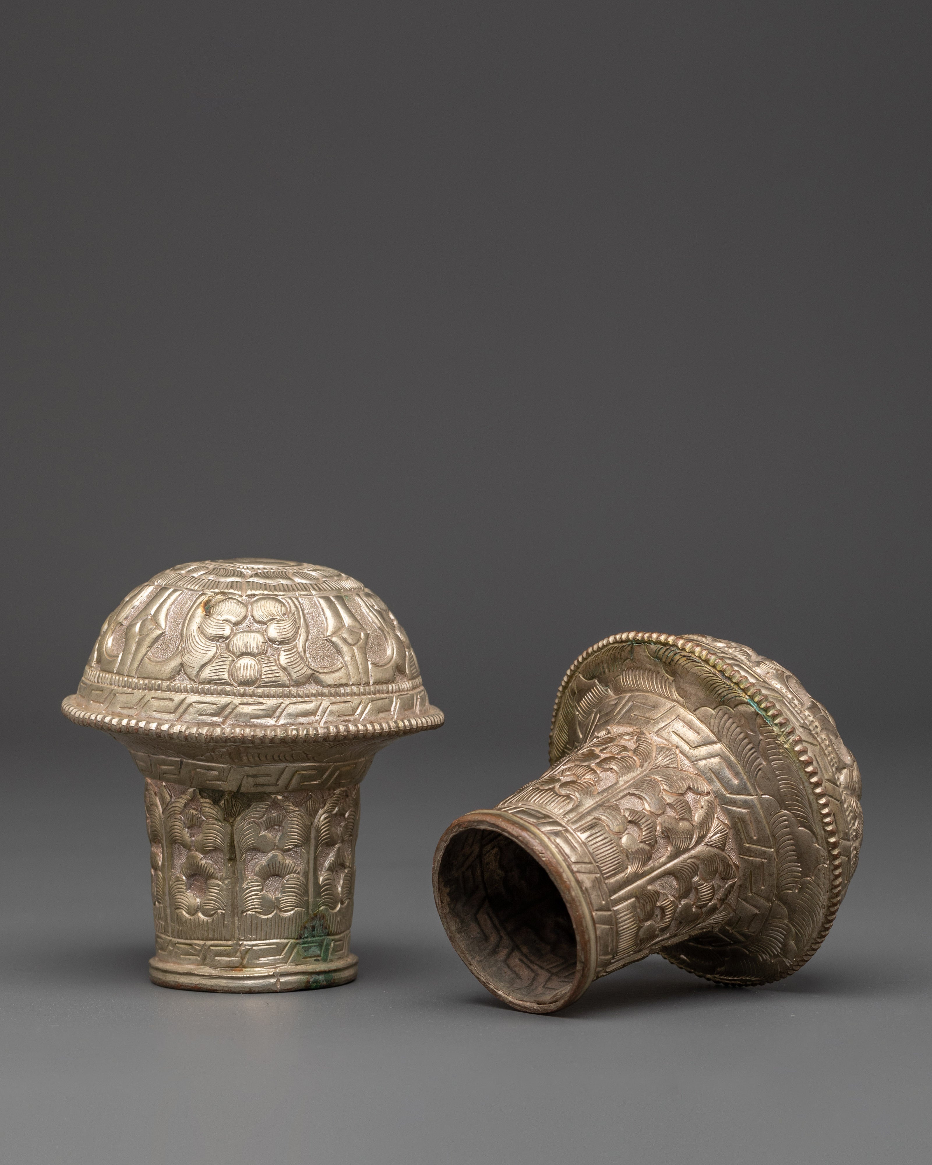 Silver Plated Brocade Stick Cap | Ideal for Spiritual Practices