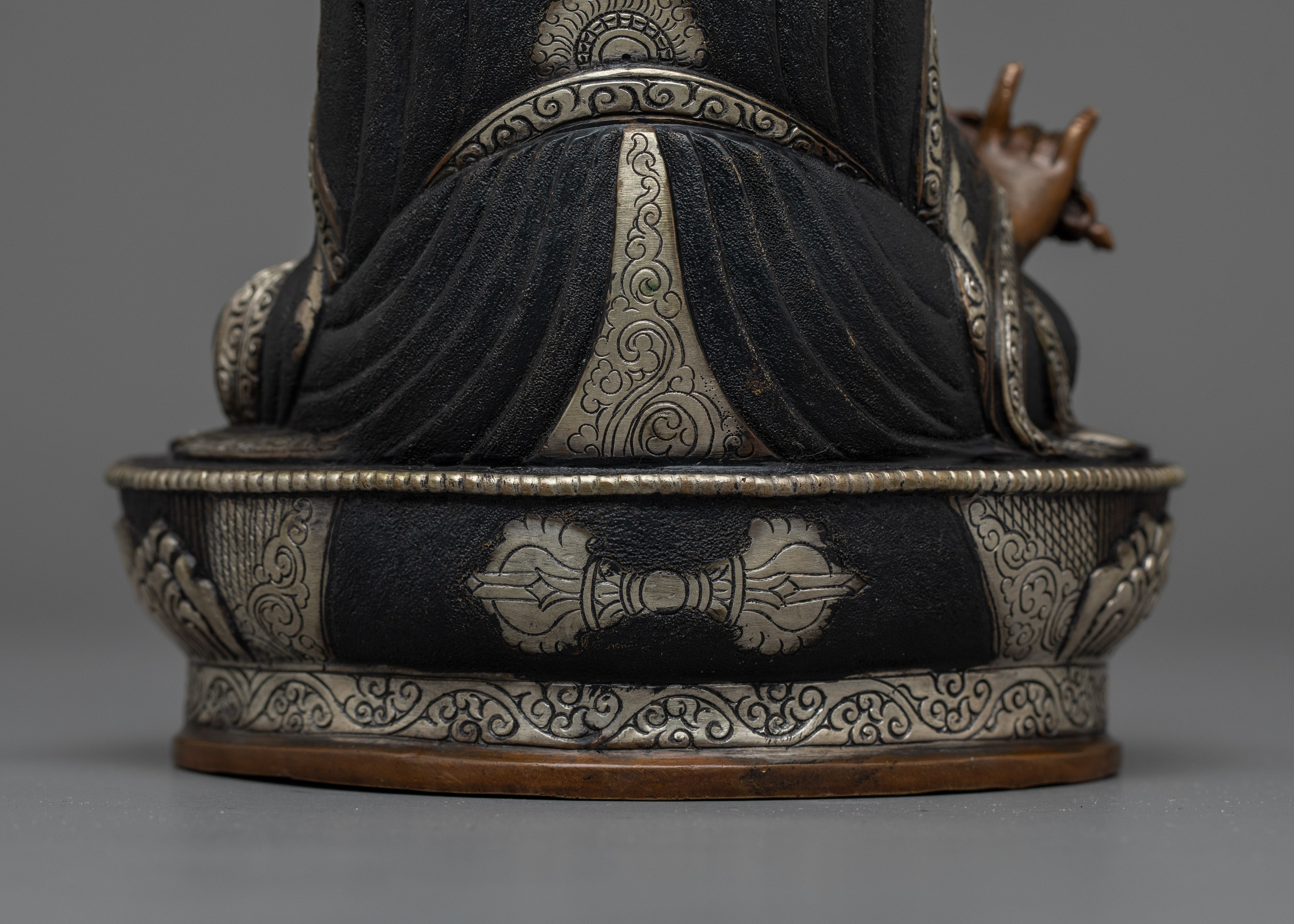 Guru Rinpoche Oxidized Silver-Plated Statue | Made in Nepal