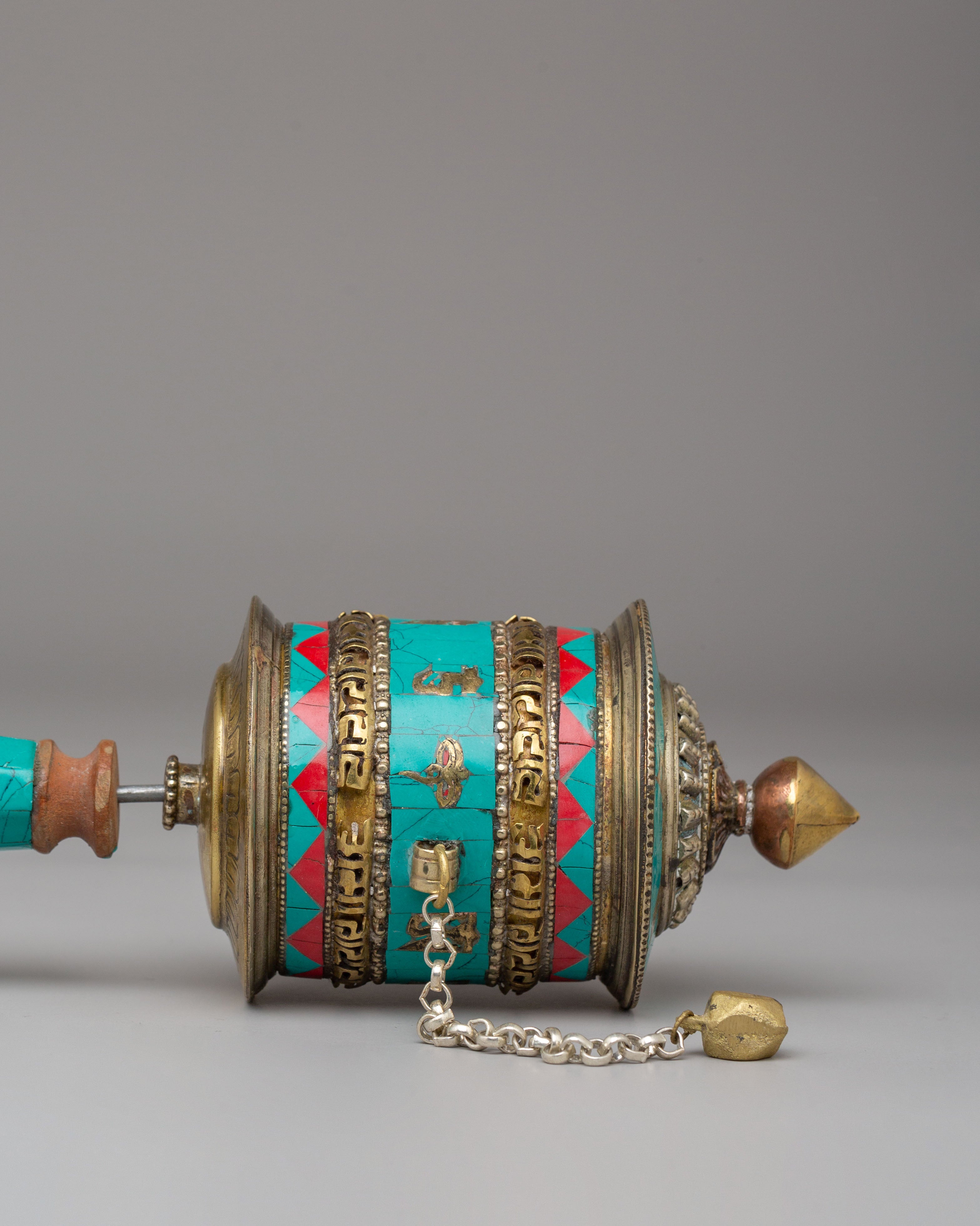 Spiritual Healing Prayer Wheel | Handcrafted with Brass and Gemstones