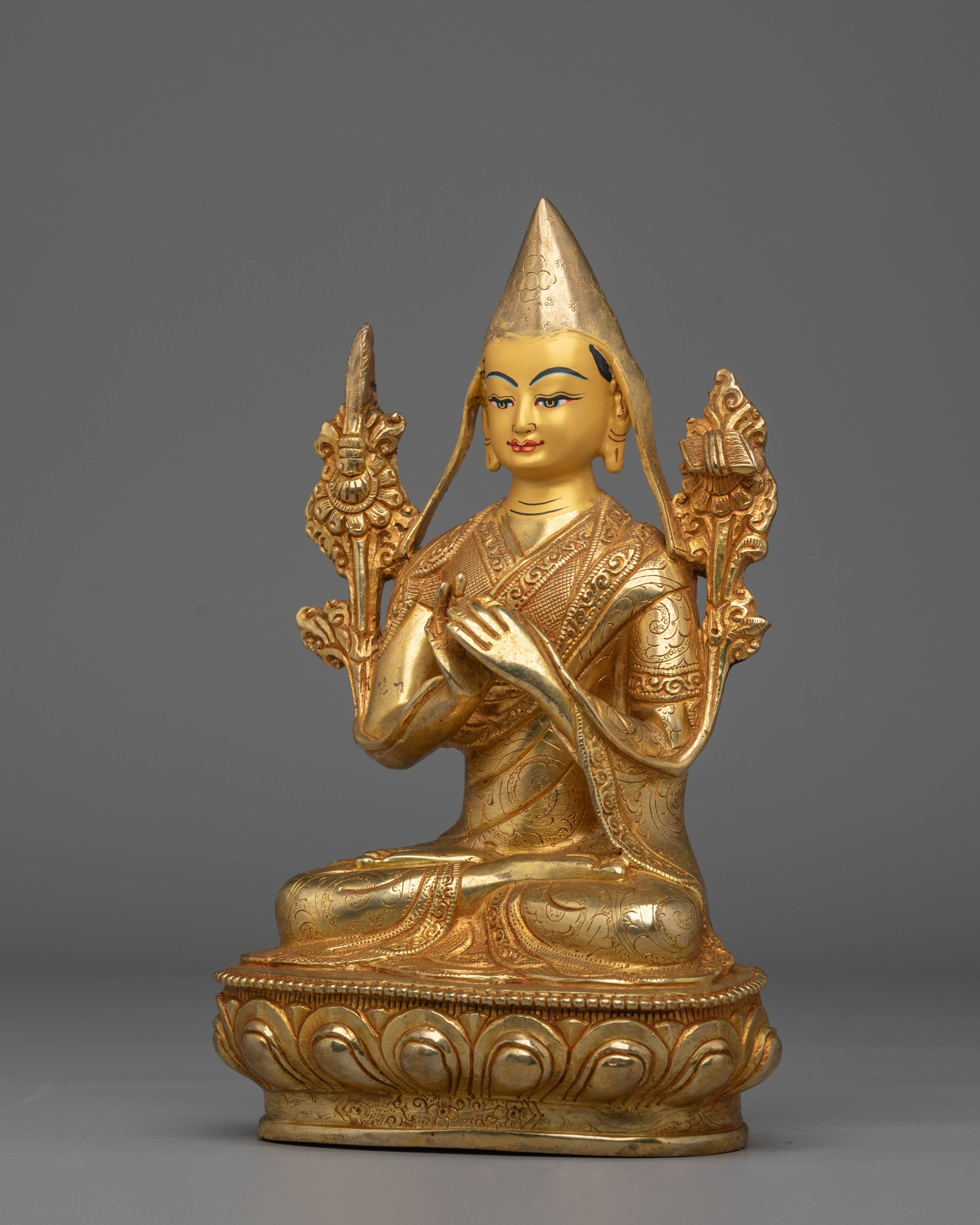 Tsongkhapa Handcrafted Copper Statue | Traditional Tibetan Artwork