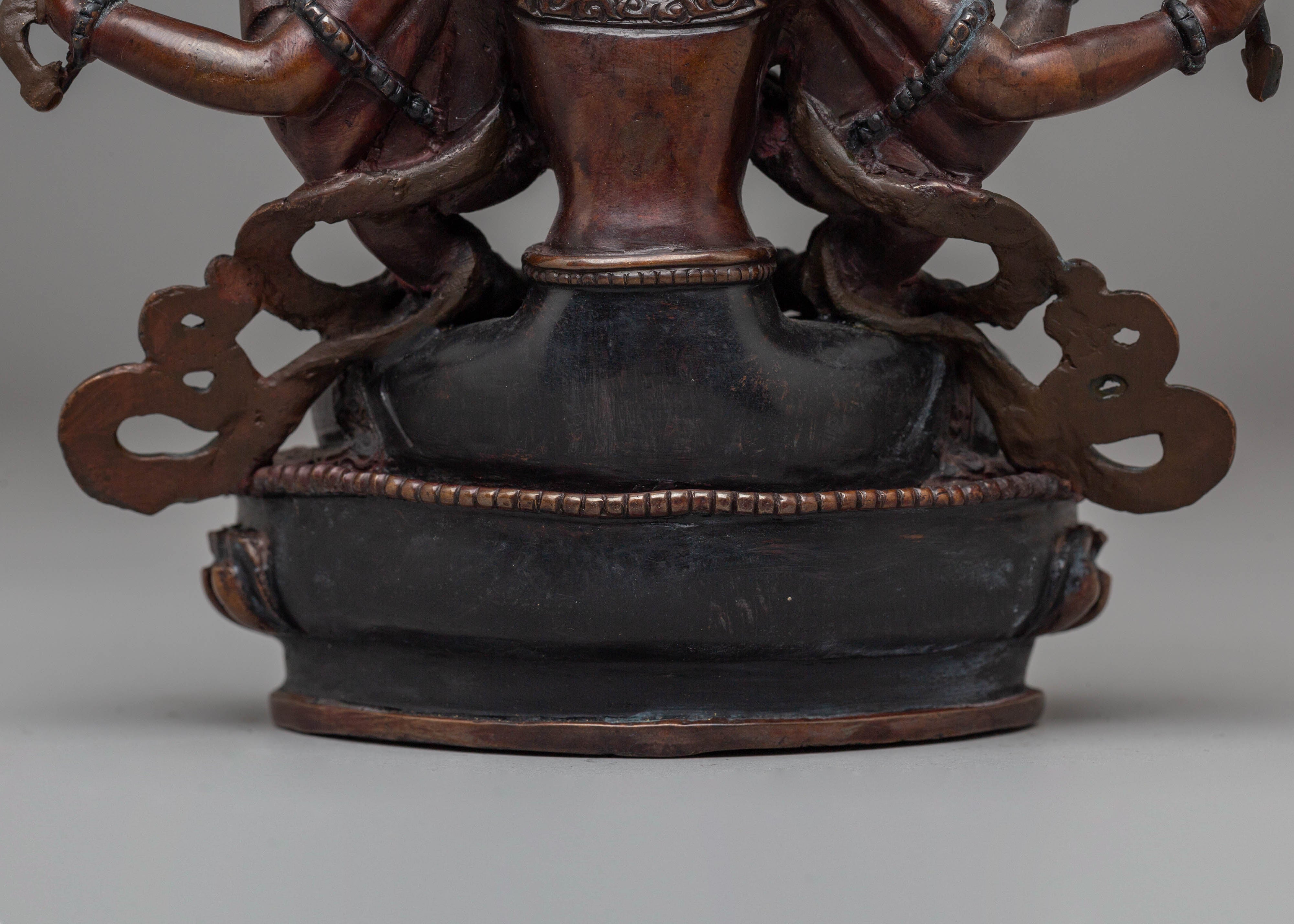 Tibetan Cundi Bodhisattva Sculpture | Oxidized Copper Statue