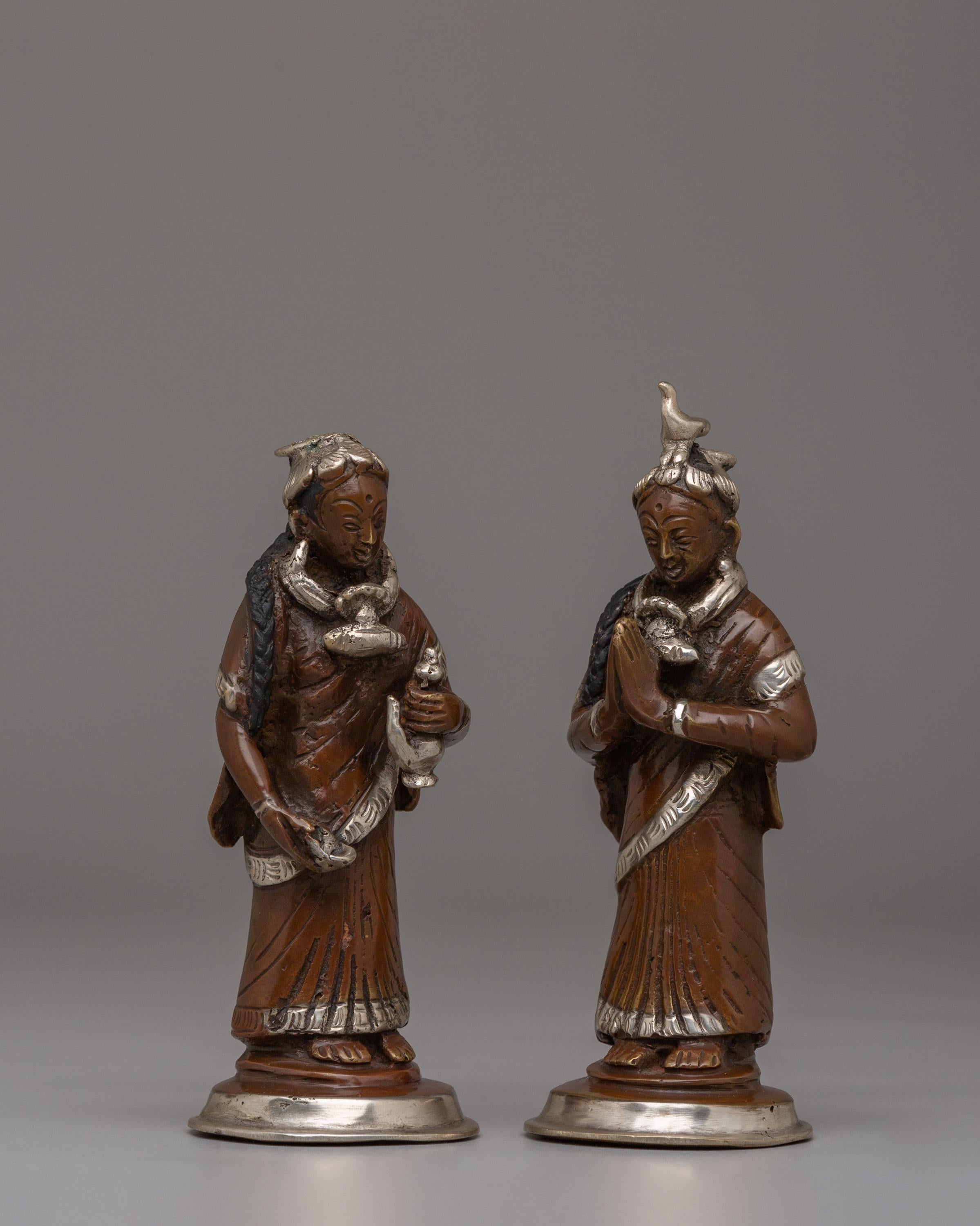 Handcrafted Newar Women Statue Set | Ritual Decor from Nepal
