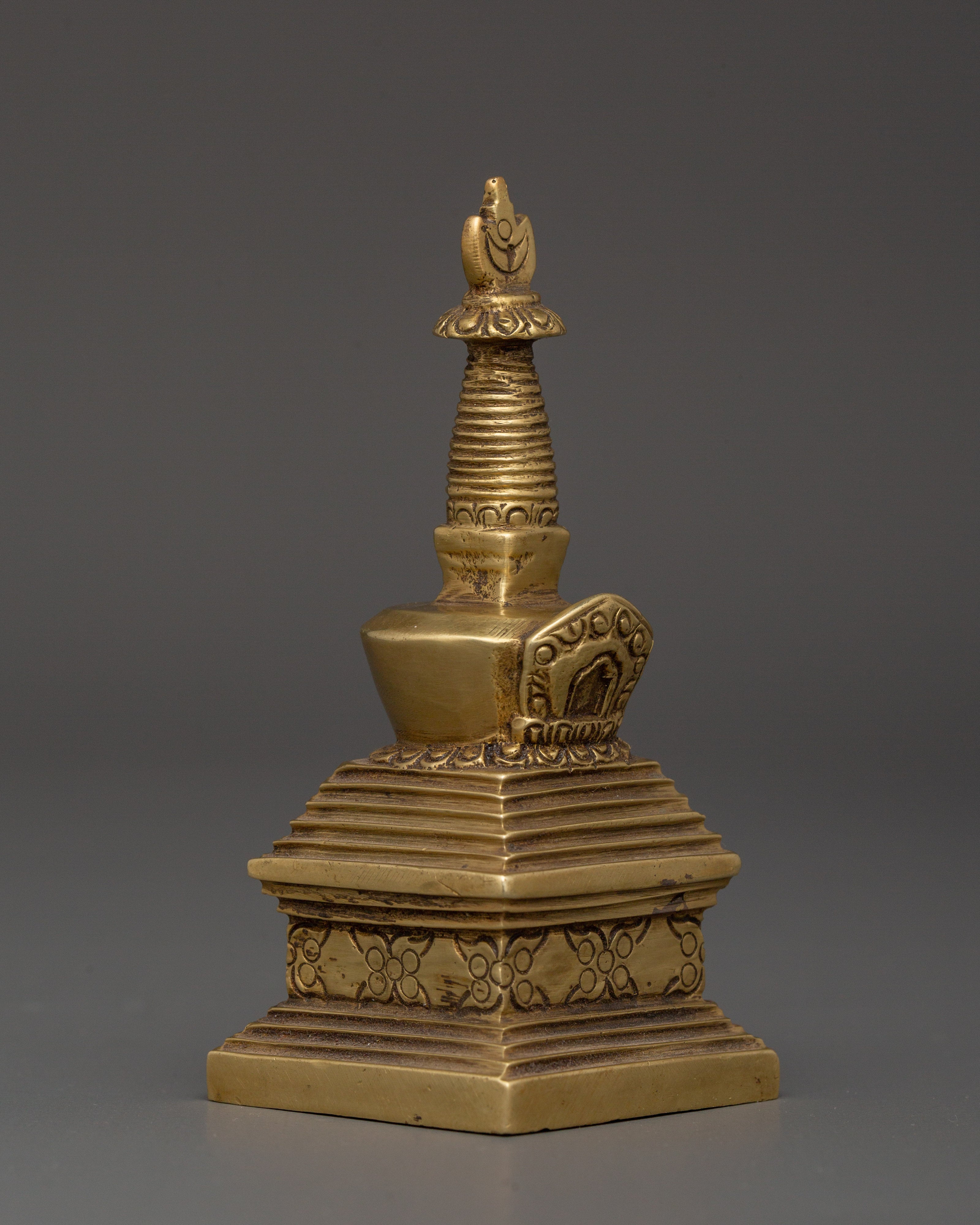 Handcrafted Brass Stupa for Altar | Tibetan Symbol of Wisdom