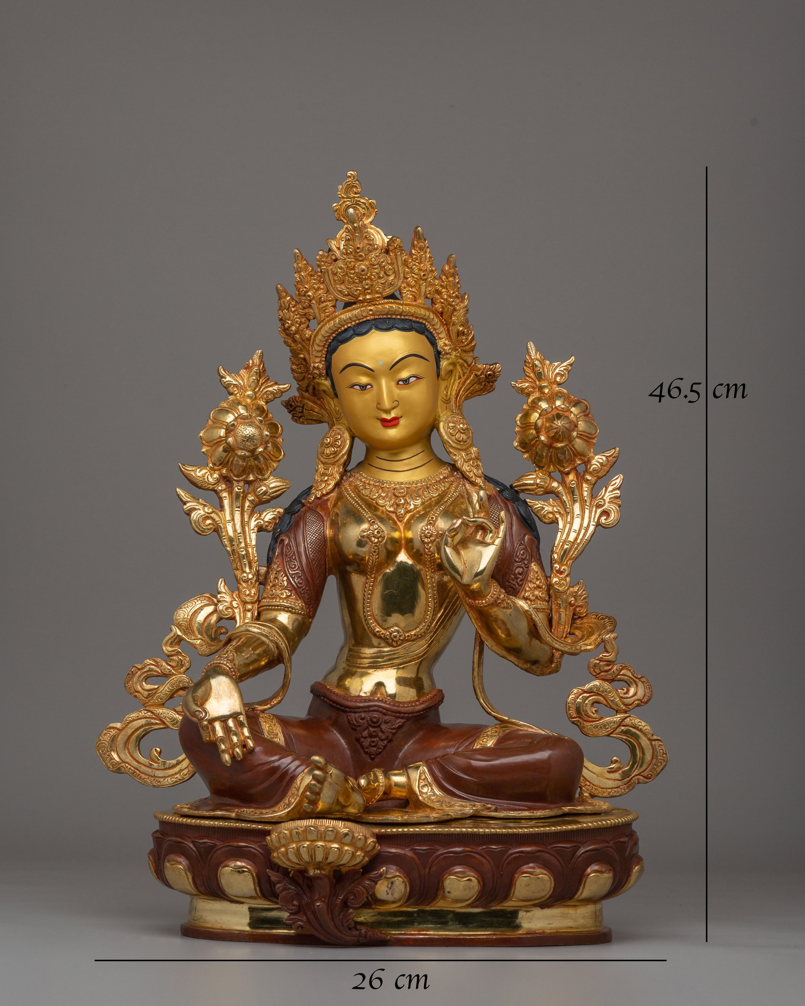 Green Tara Statue of Love and Compassion | Sacred Tibetan Artwork