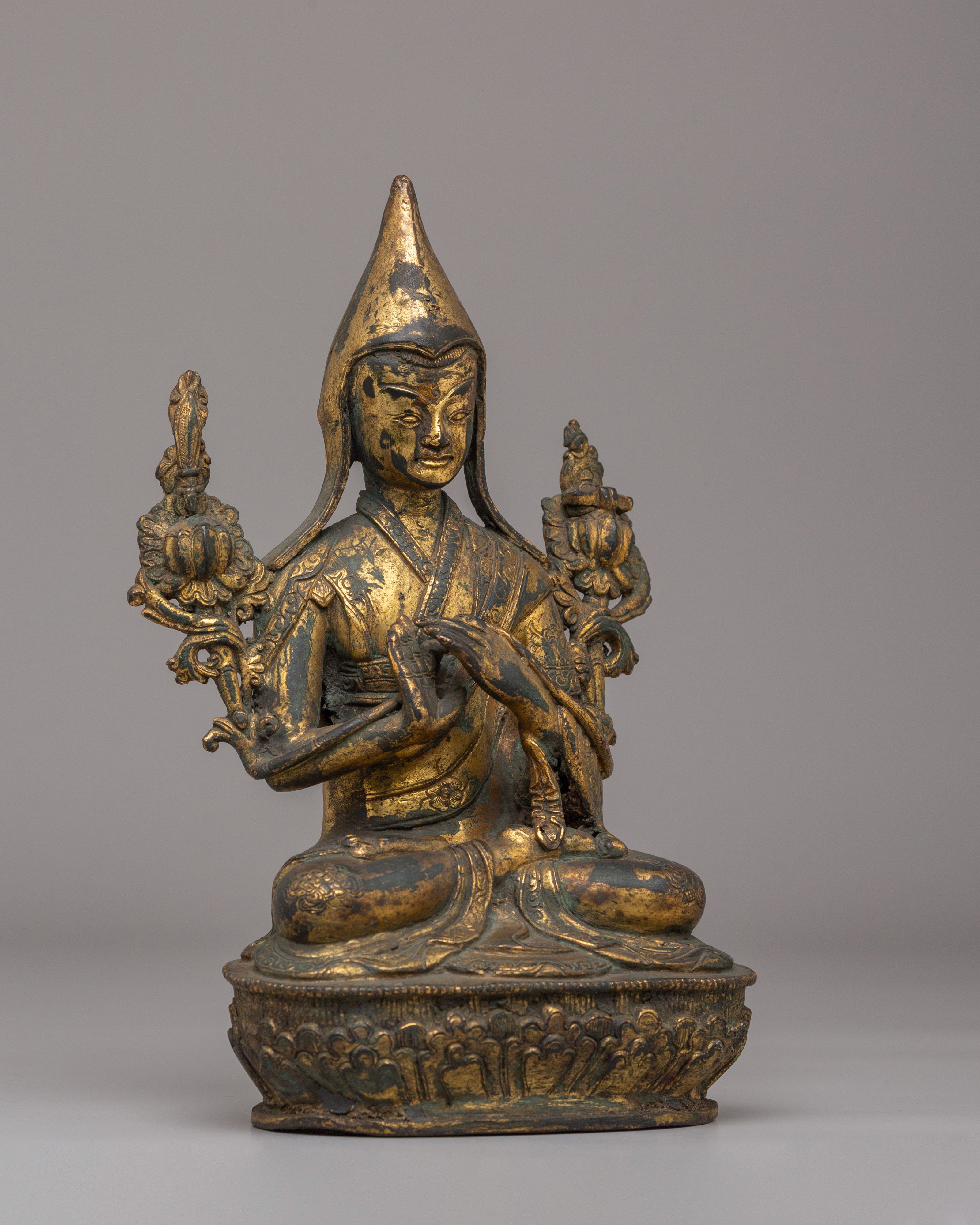 Handcrafted Tsongkhapa Buddhist Statue | Spiritual Tibetan Figurine
