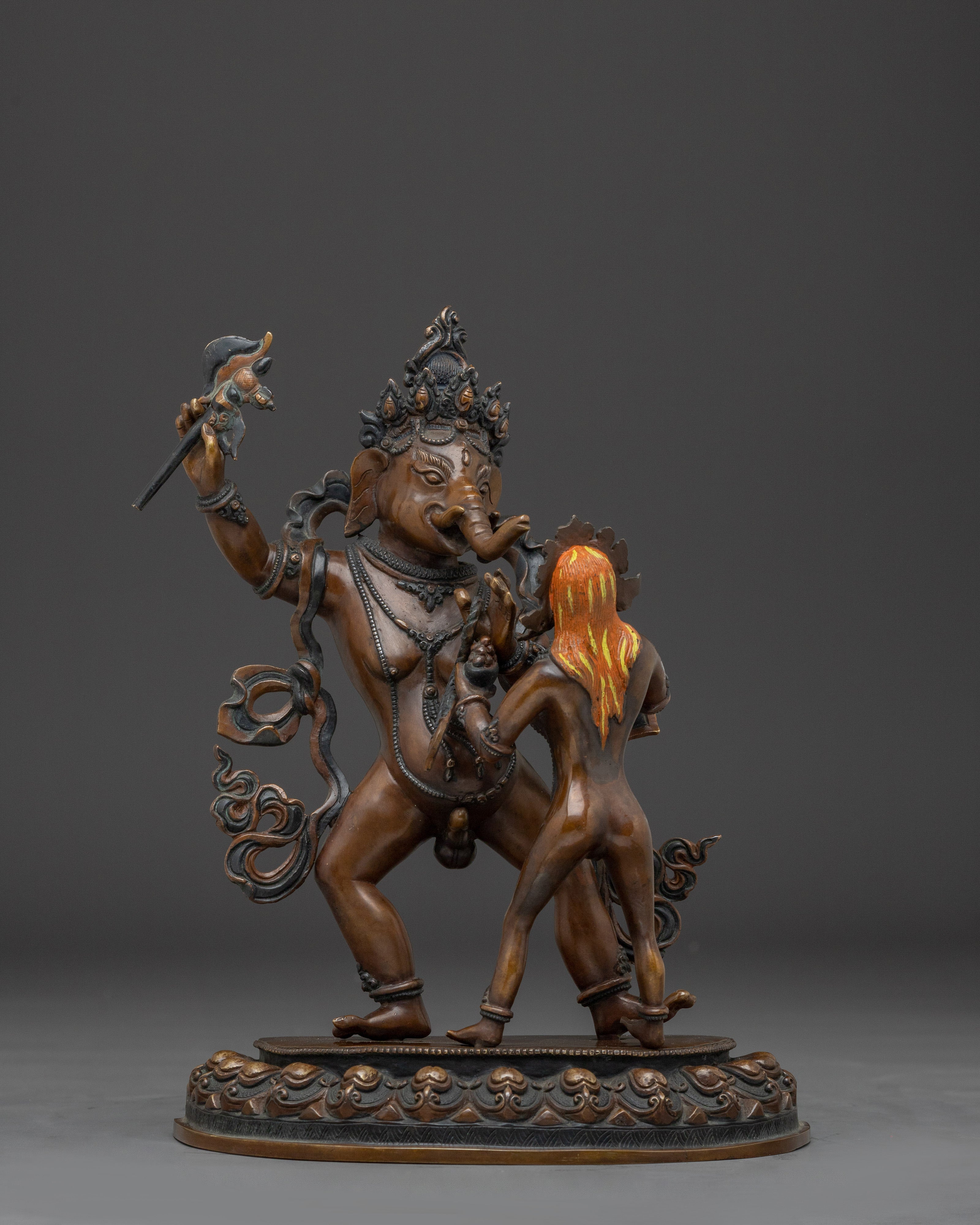 Handcrafted Ganesh statue in oxidized copper | Meditation and Spiritual Decor