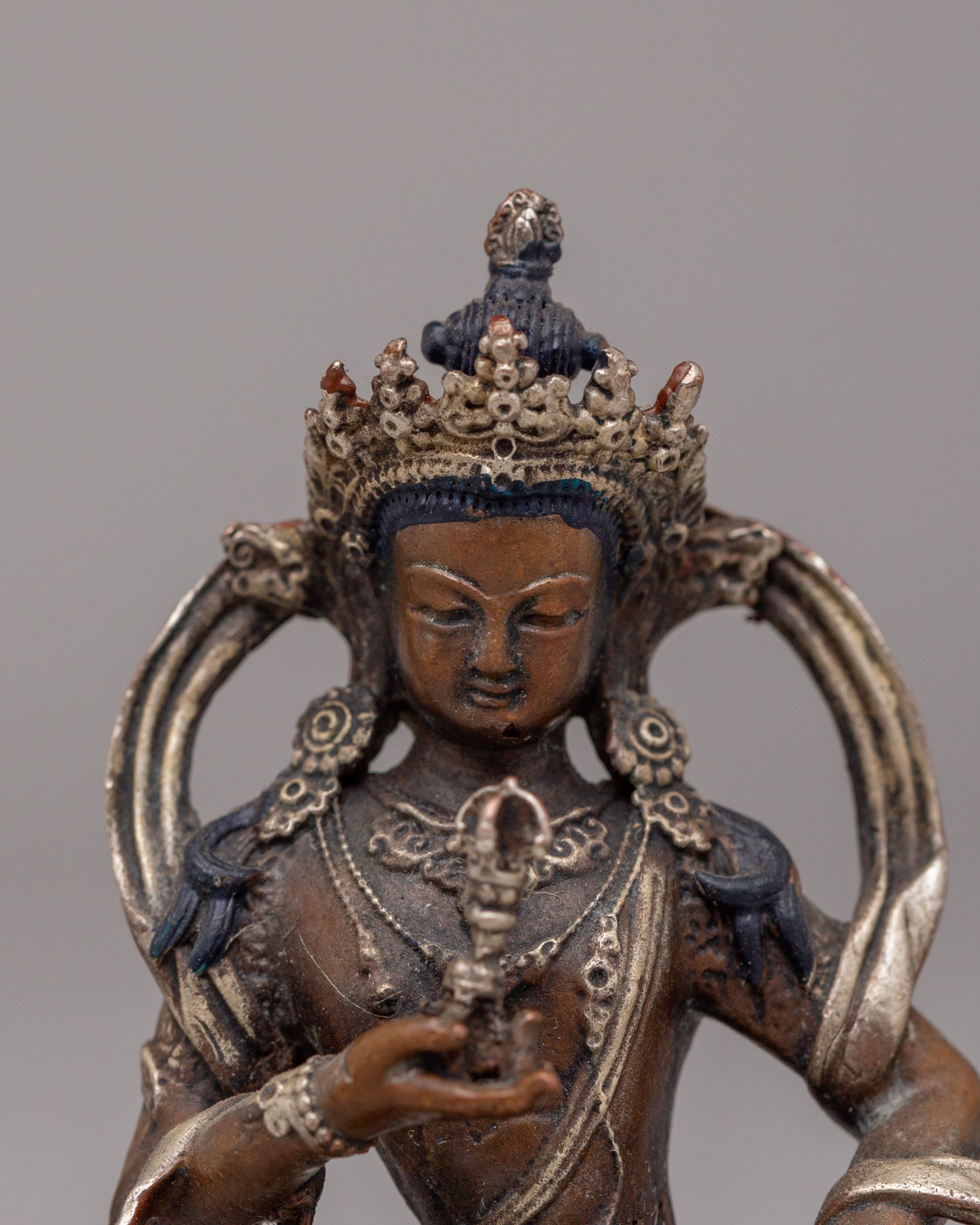 Vajrasattva Purification Buddha Statue | Silver Plated Buddhist Figure