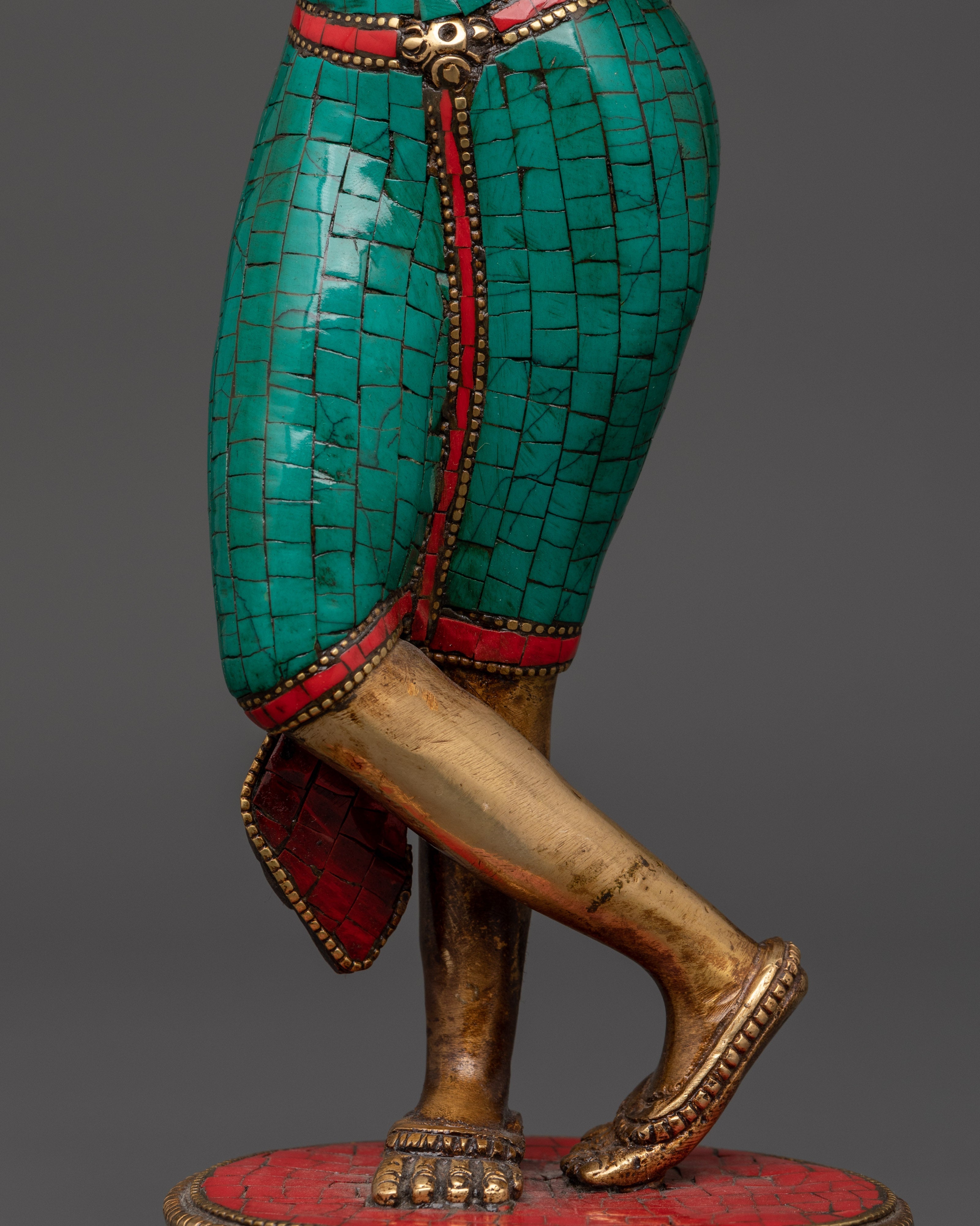 Maya Devi brass statue with Turquoise | Sacred Feminine Art