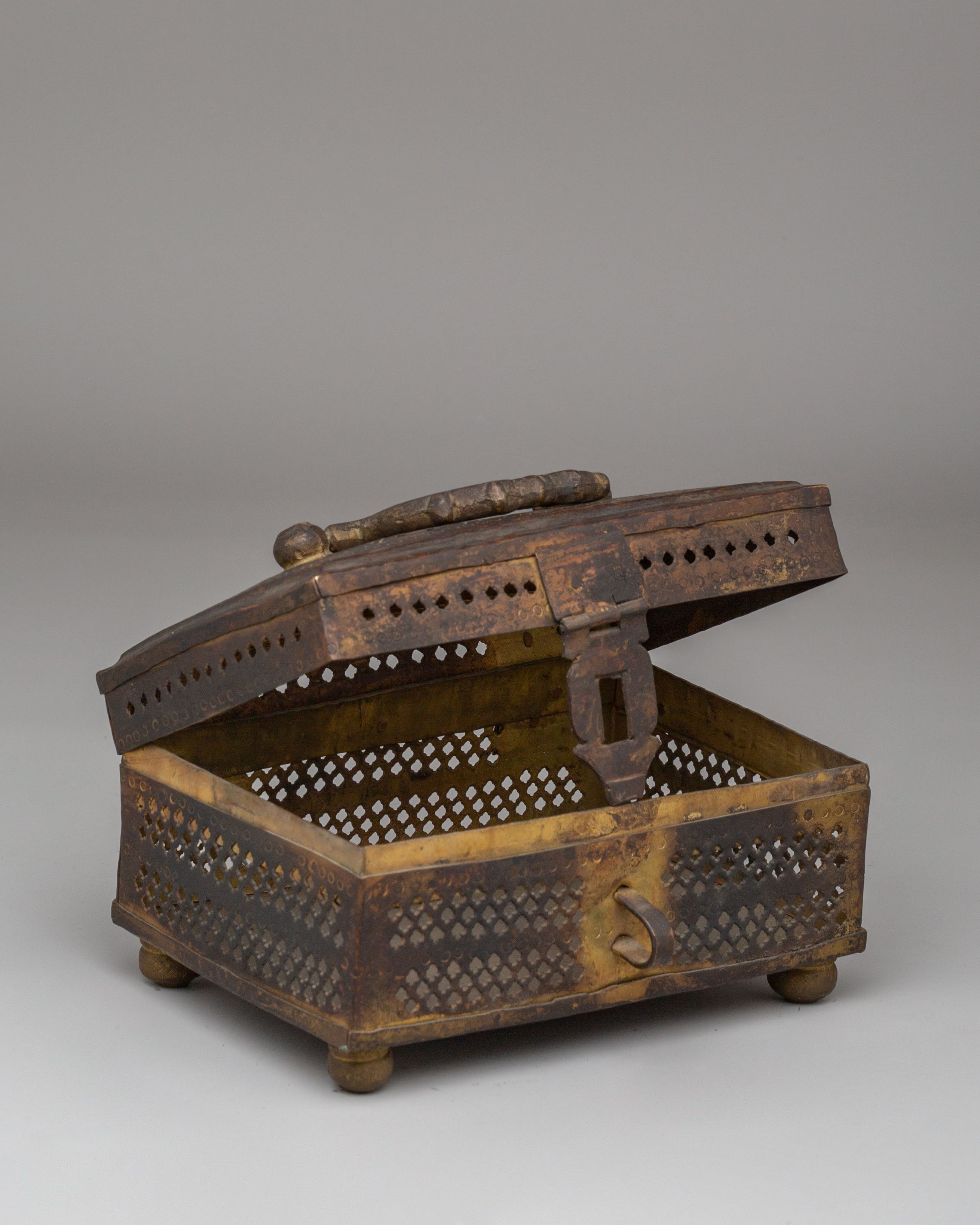 Handmade Antique Finish Box | Copper Box with Gold Plating
