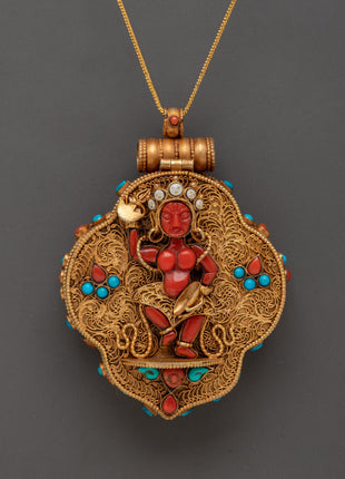 Gold-plated Tibetan Ghau Box Locket