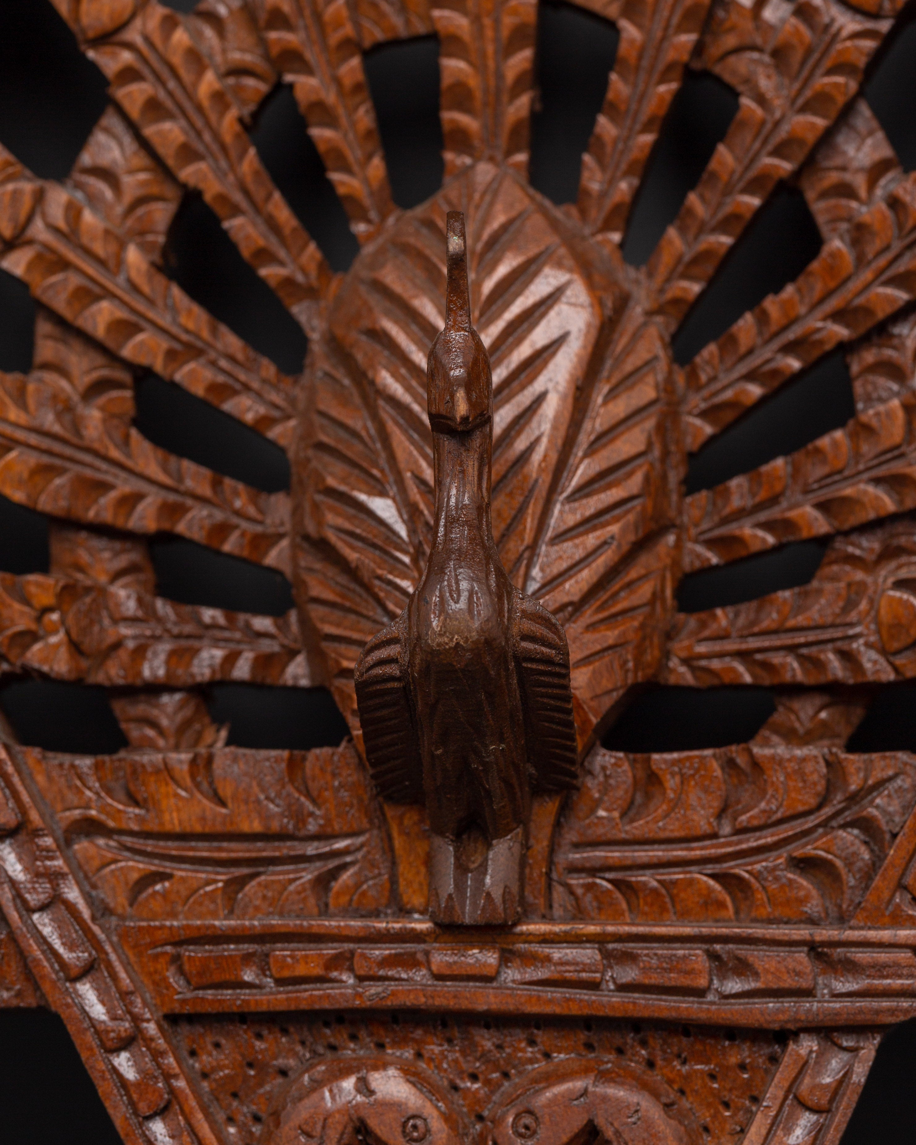 Traditional Star Peacock Wall Art | Hand Carved Wooden Wall Decor