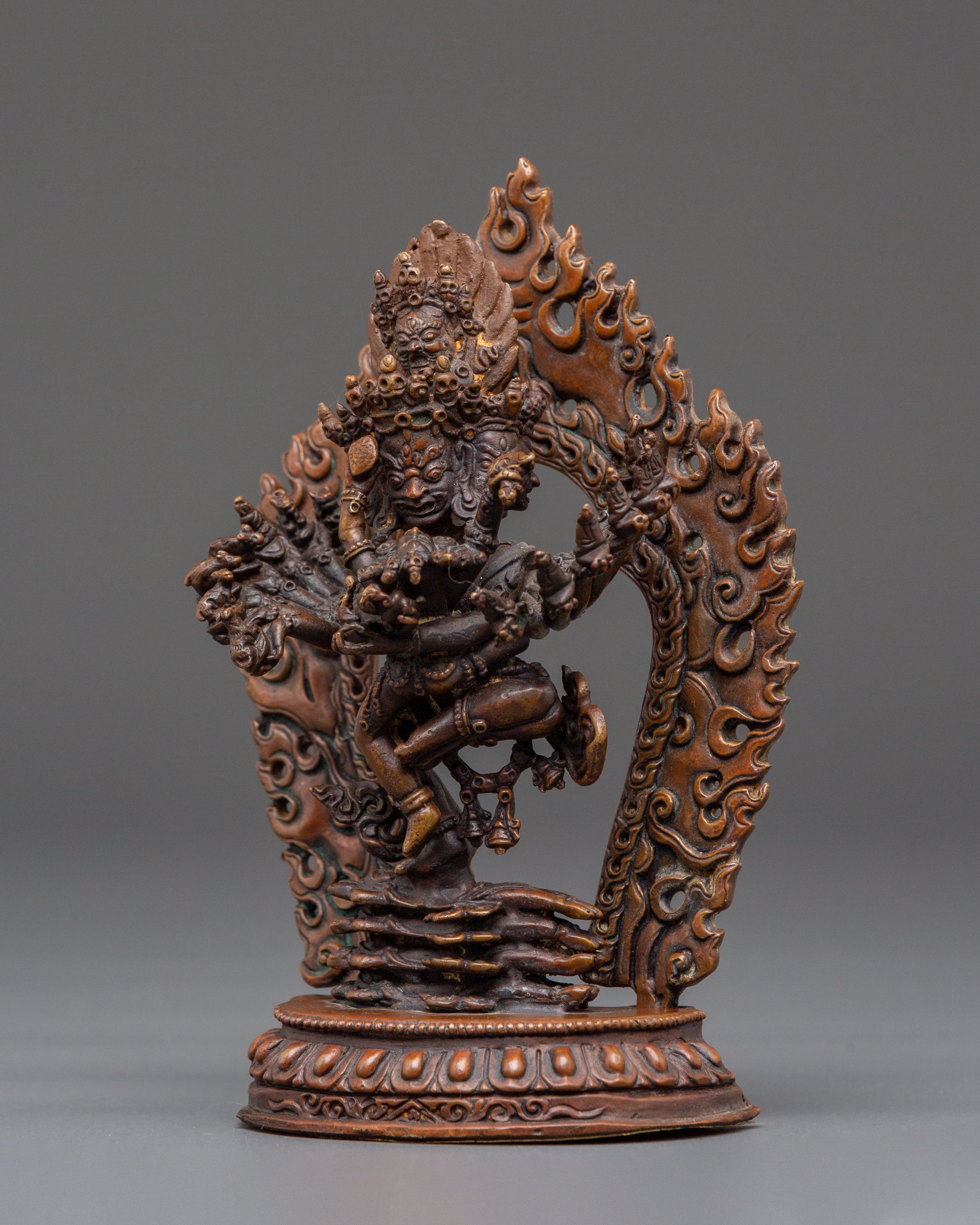 Tantric Protector Hevajra Statue | Oxidized Copper Tibetan Deity Sculpture