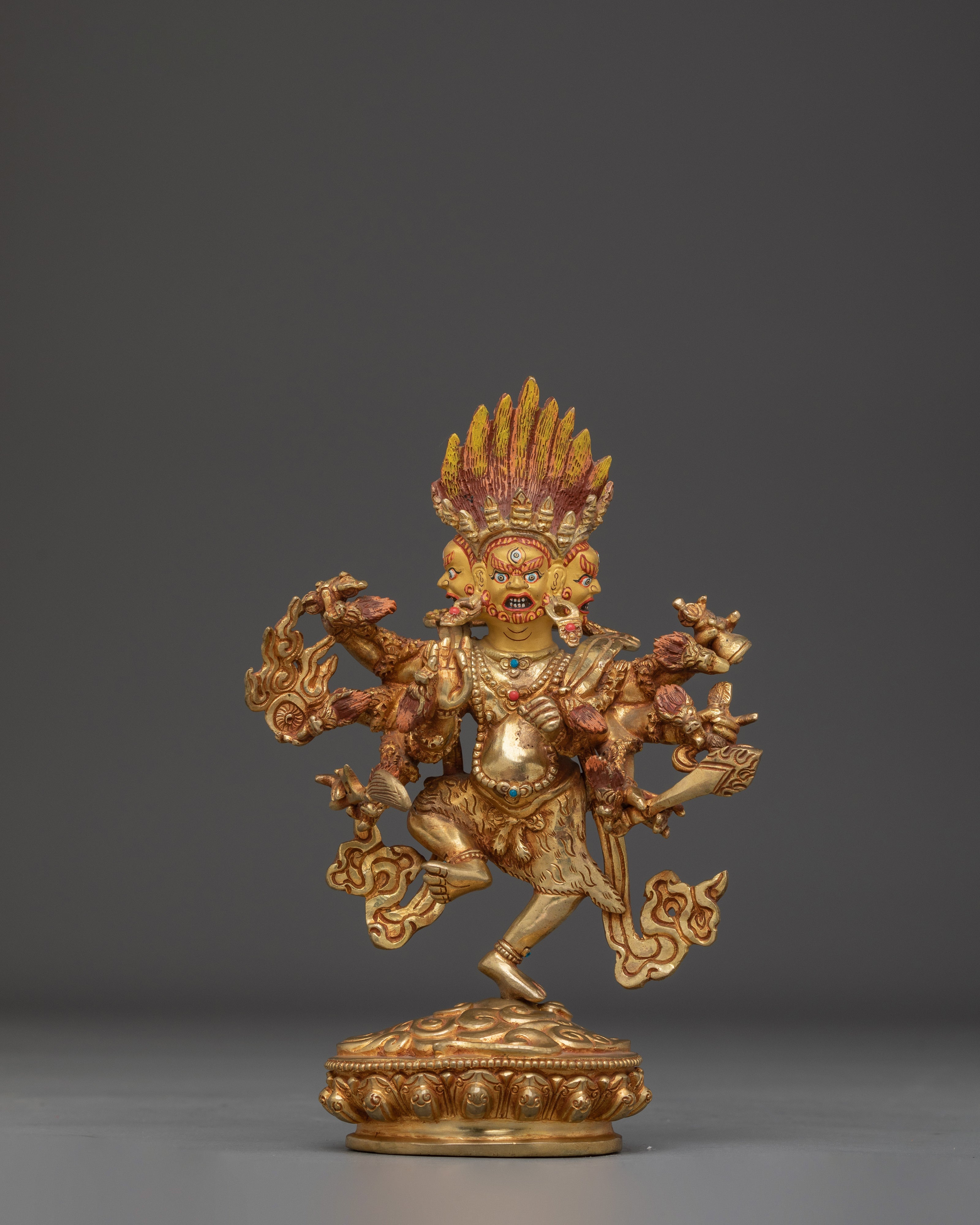 Ucchusma Gold Gilded and Copper Statue | A Fierce Symbol of Protection and Wisdom