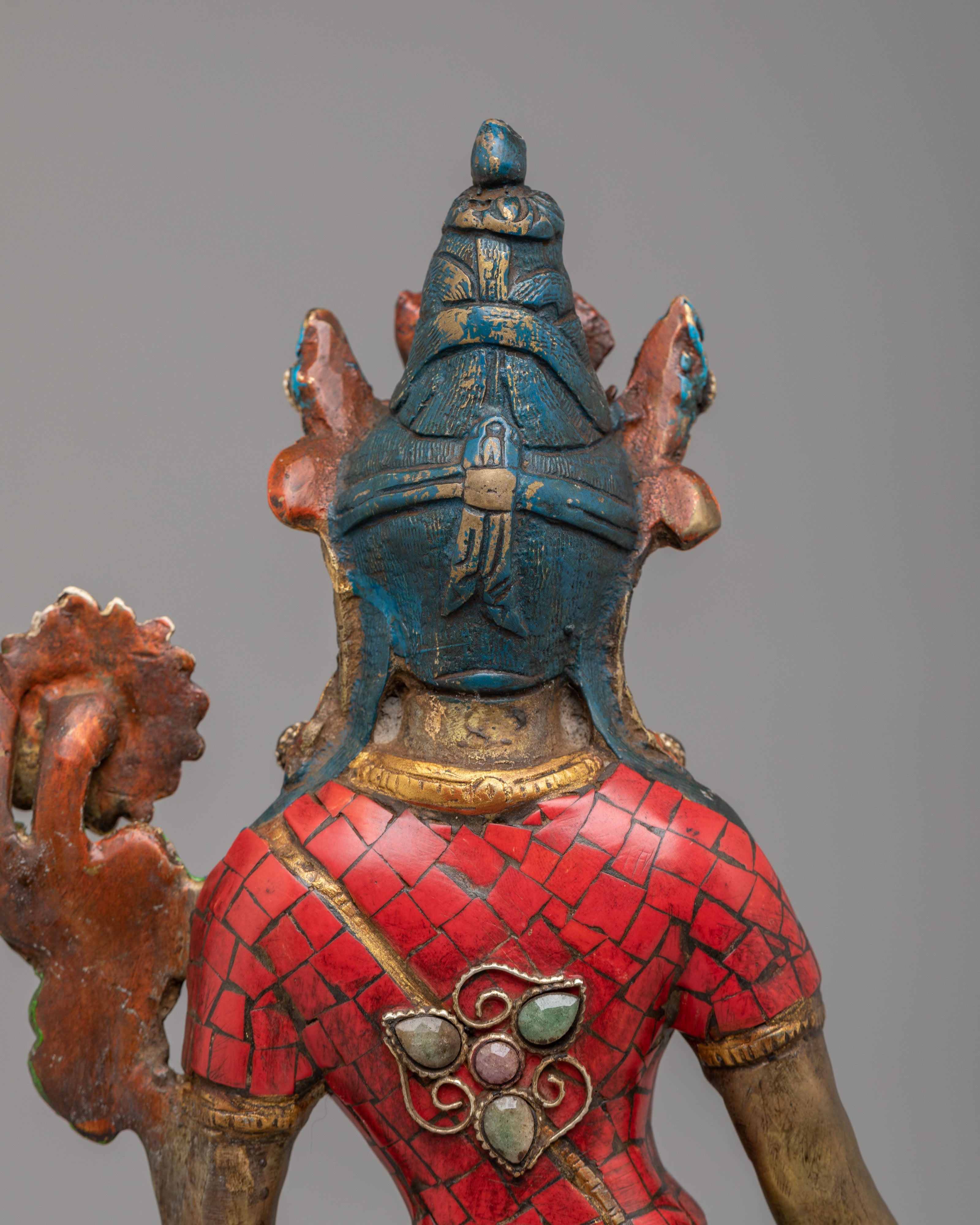 Traditional Standing Green Tara Altar Sculpture | Bronze Buddhist Deity Statue