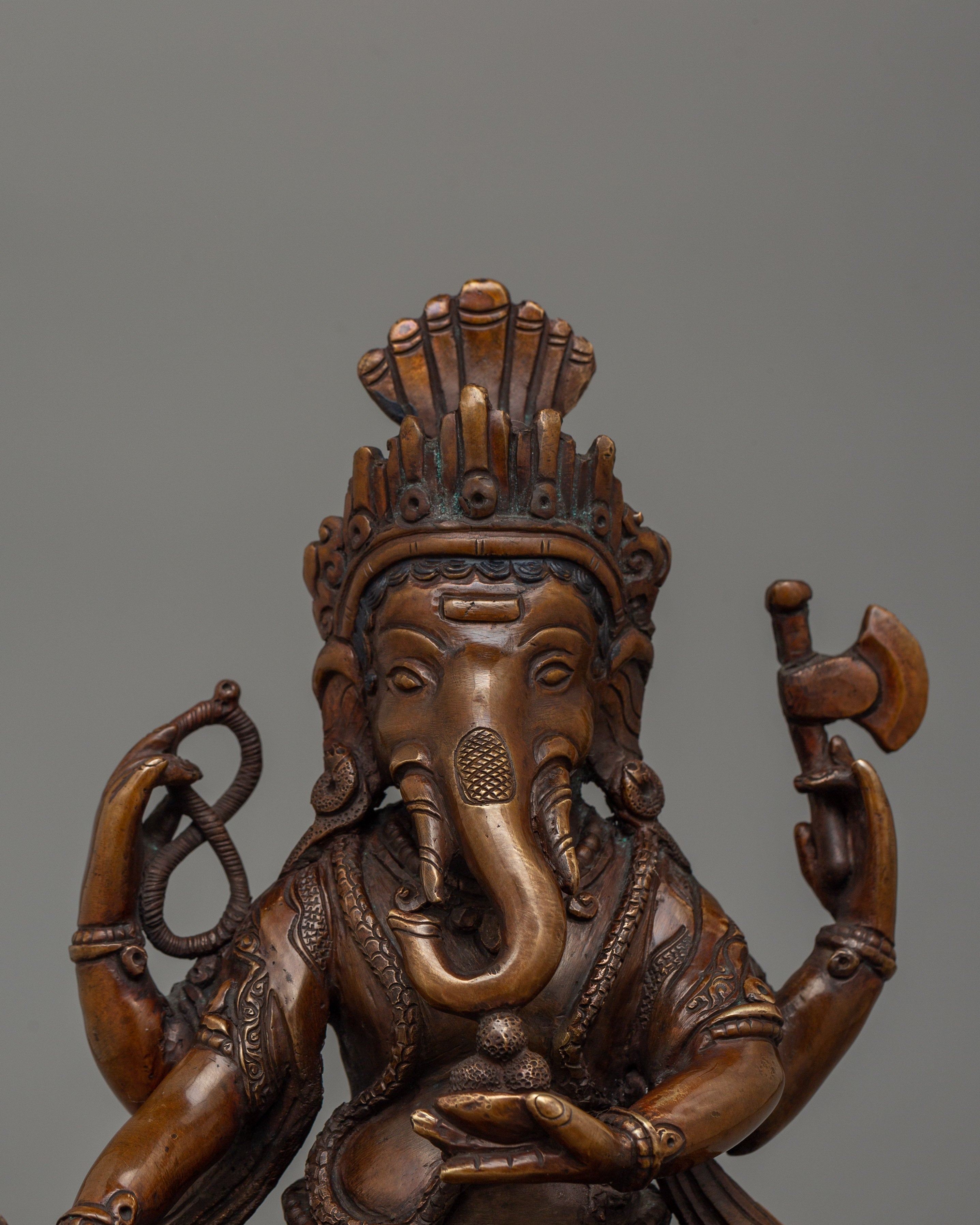 Hindu Deity Ganesh Oxidized Copper Statue | Symbol of Wisdom and Prosperity