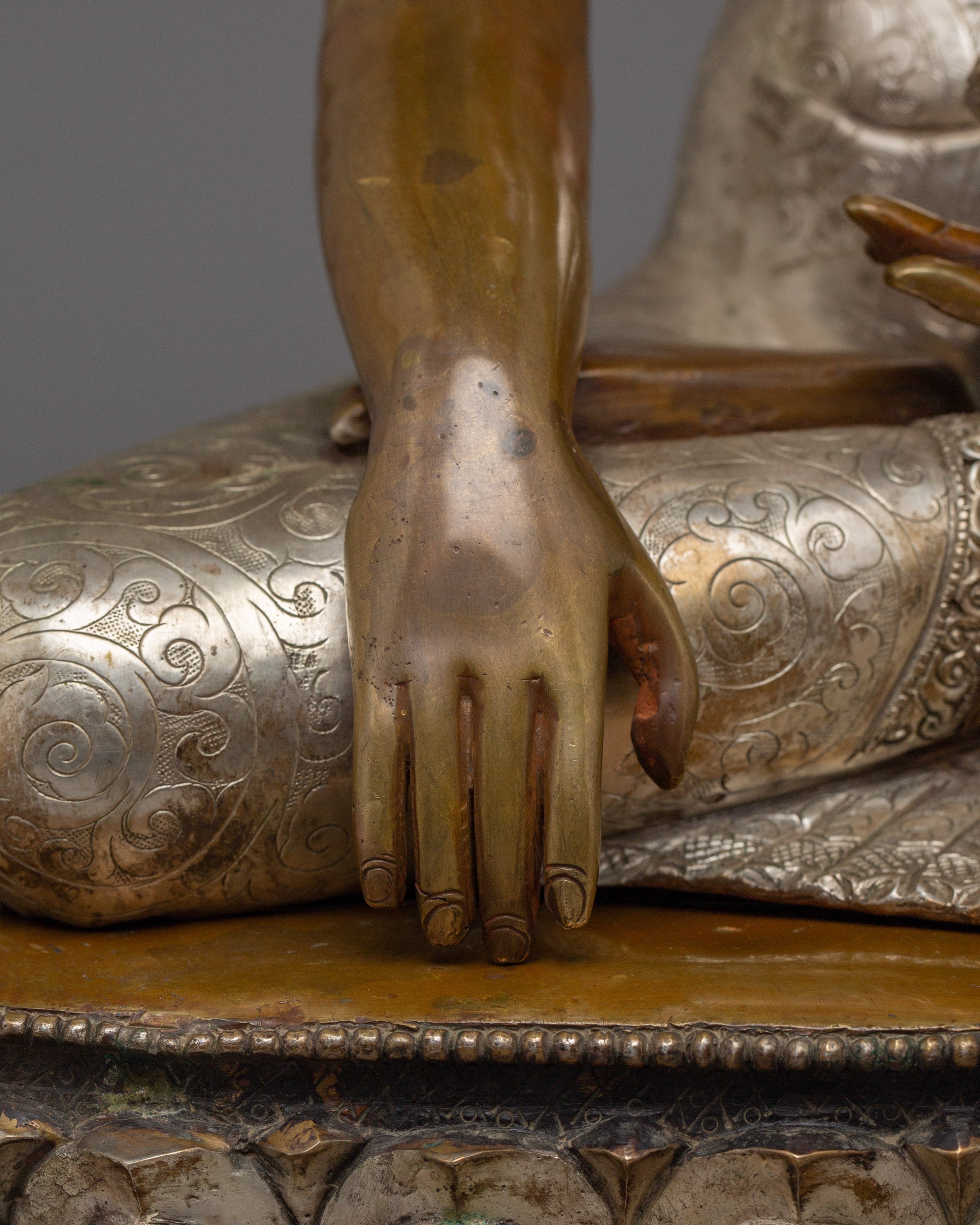 Silver and Copper Shakyamuni Buddha Statue | Symbol of Enlightenment