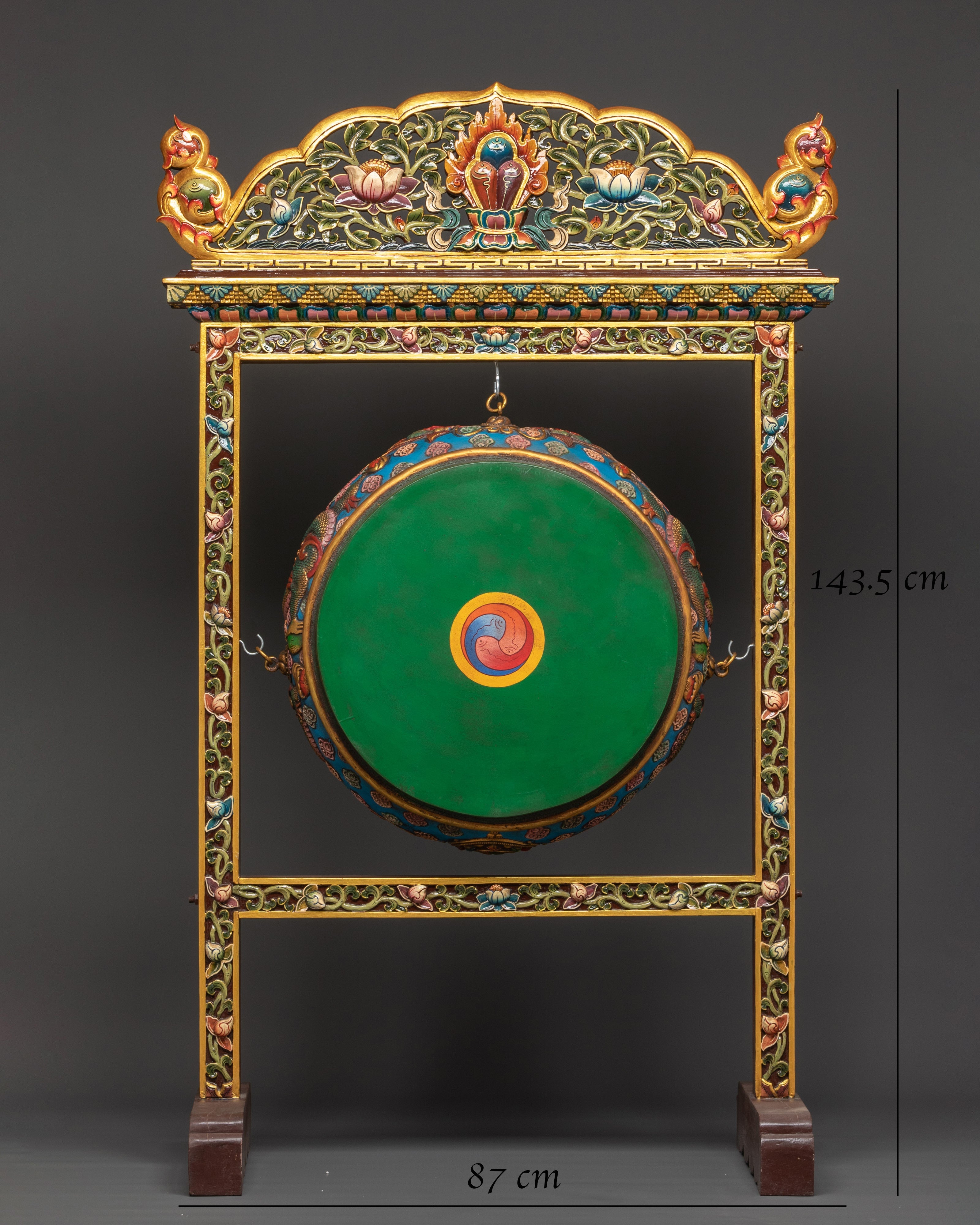 Traditional Tibetan Drum | Handmade Himalayan Drum with Dragon Motif