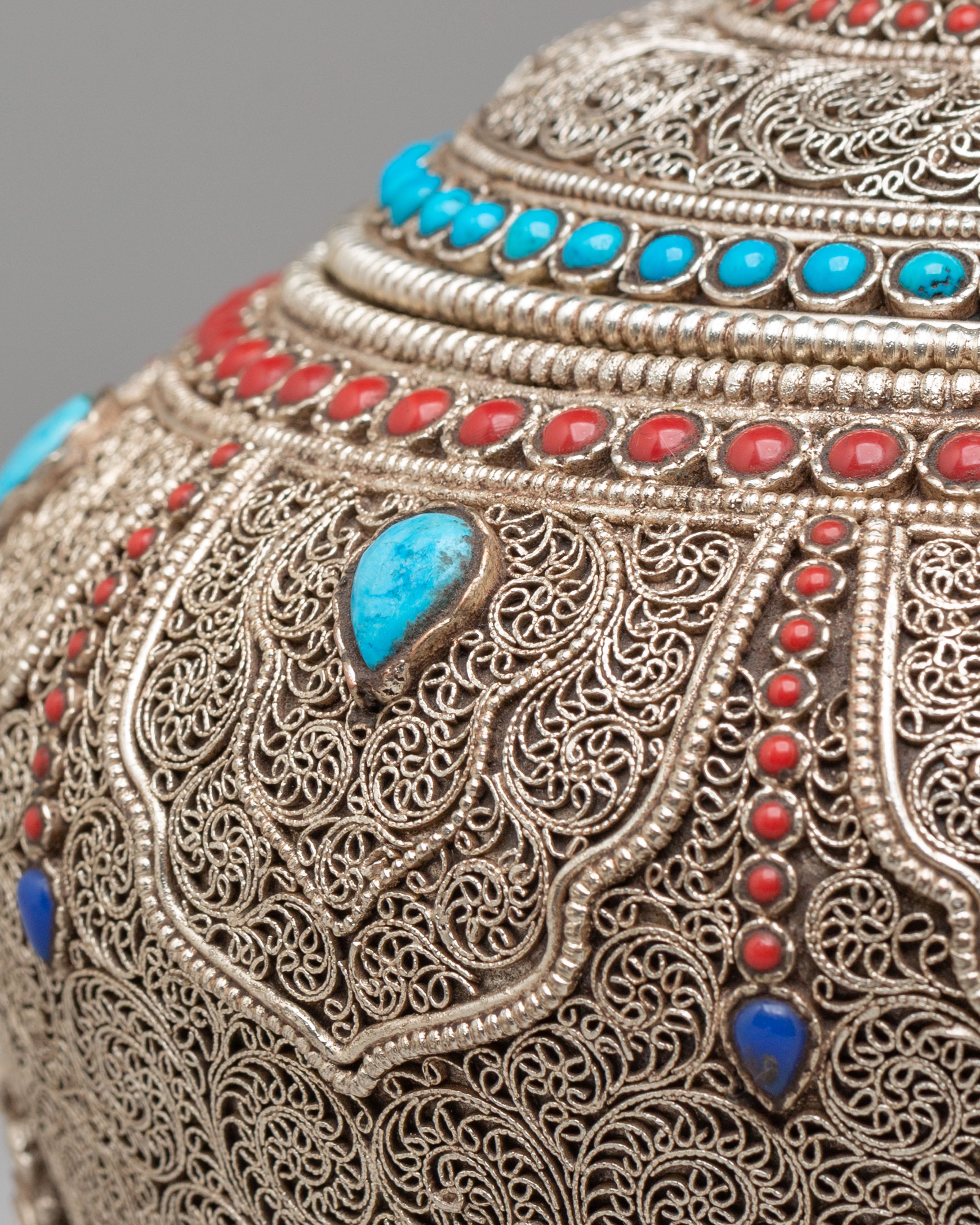 Sacred Tibetan Ritual Rice Pot | Spiritual Offering Vessel