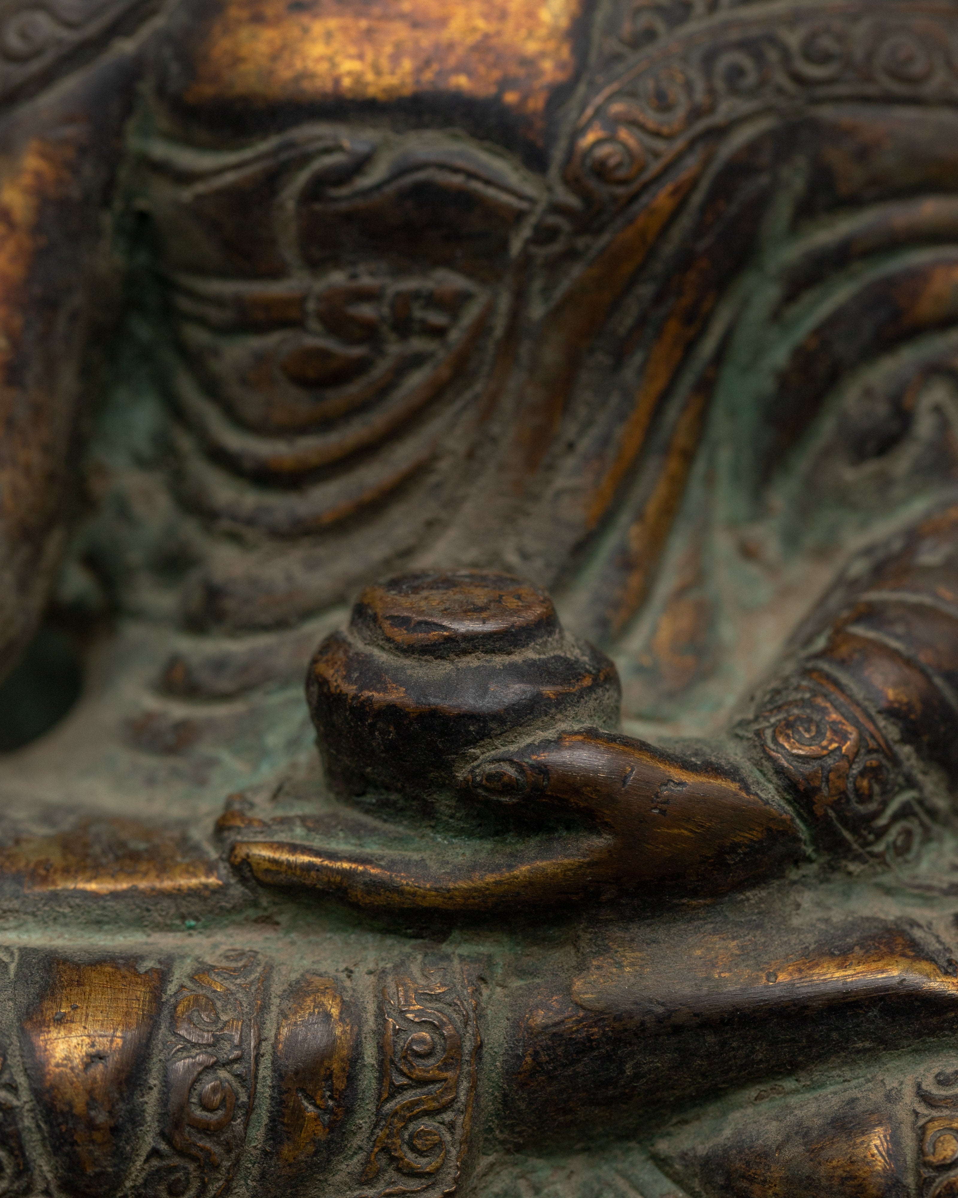 Figurine of Shakyamuni Buddha on Throne | Copper Sculpture