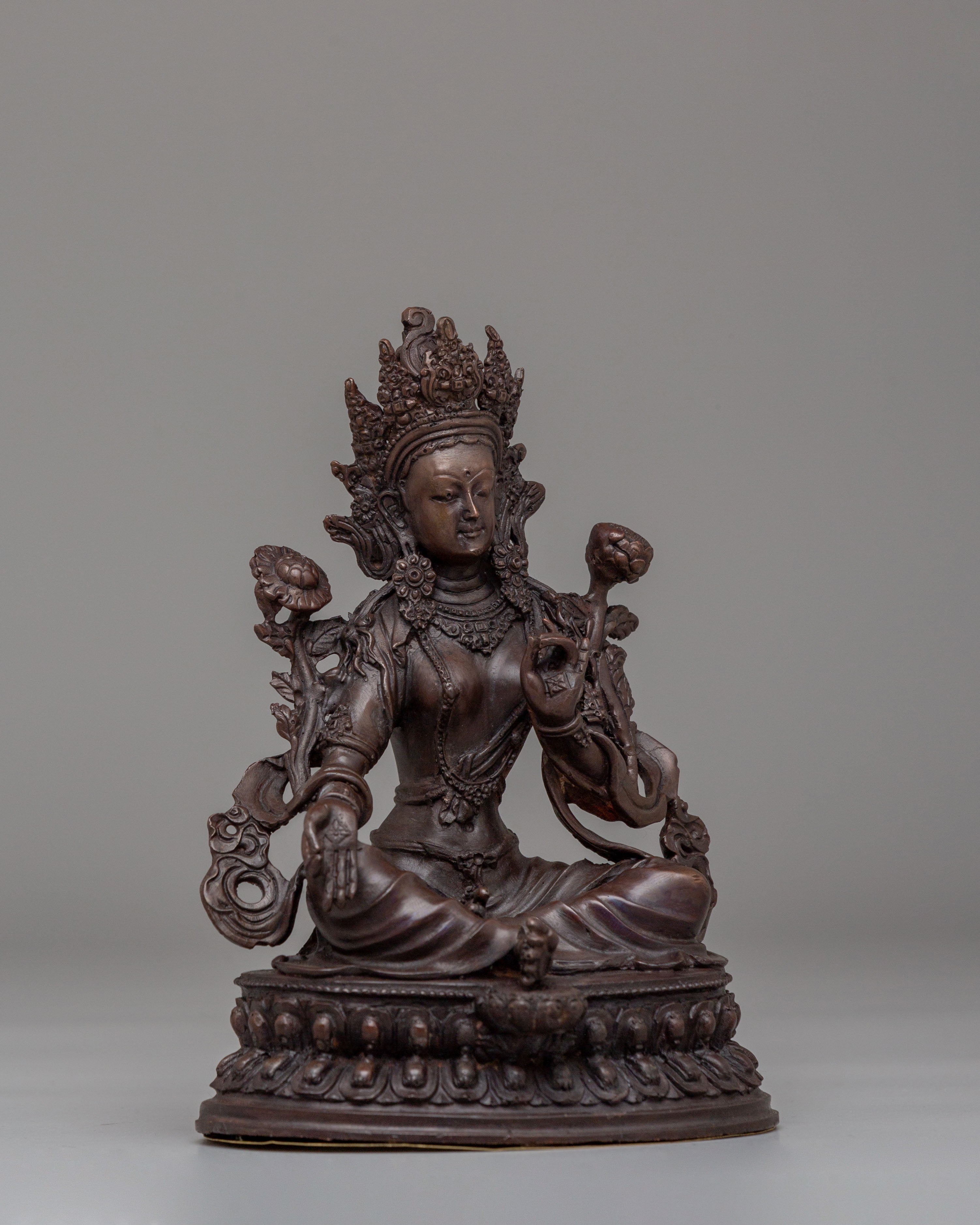 Handmade Green Tara Altar Statue | Spiritual Decor for Meditation &amp; Rituals
