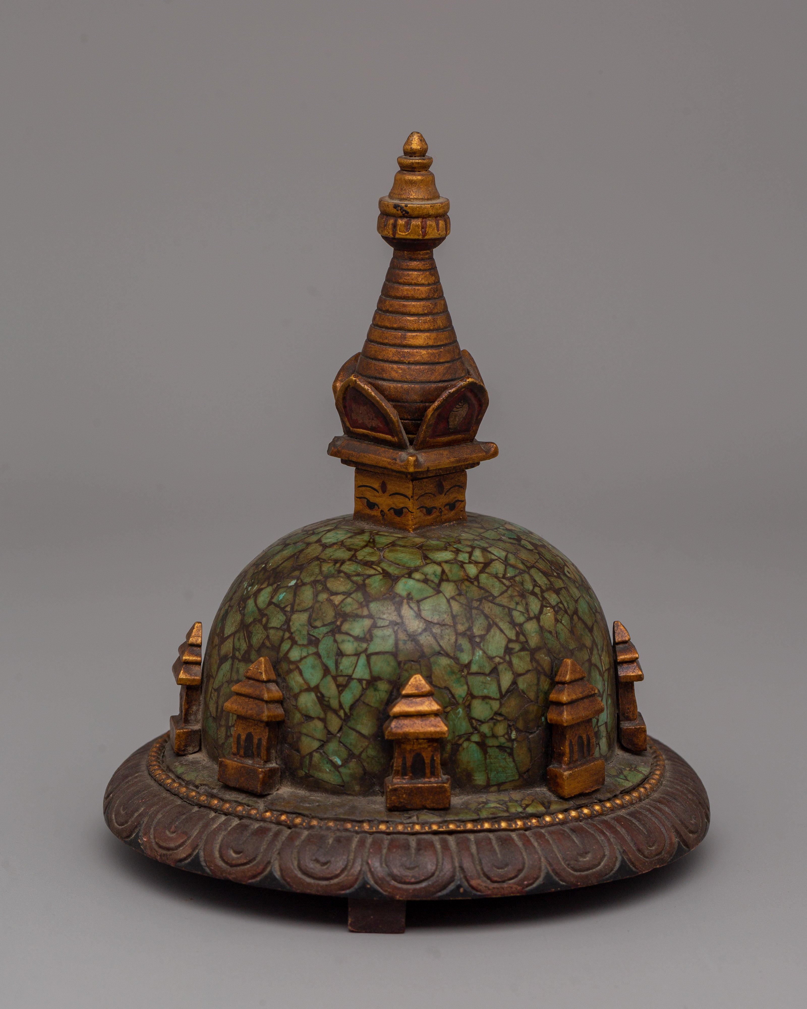 Boudhanath Stupa Statue | Wooden Body with Imitation Stone Inlay