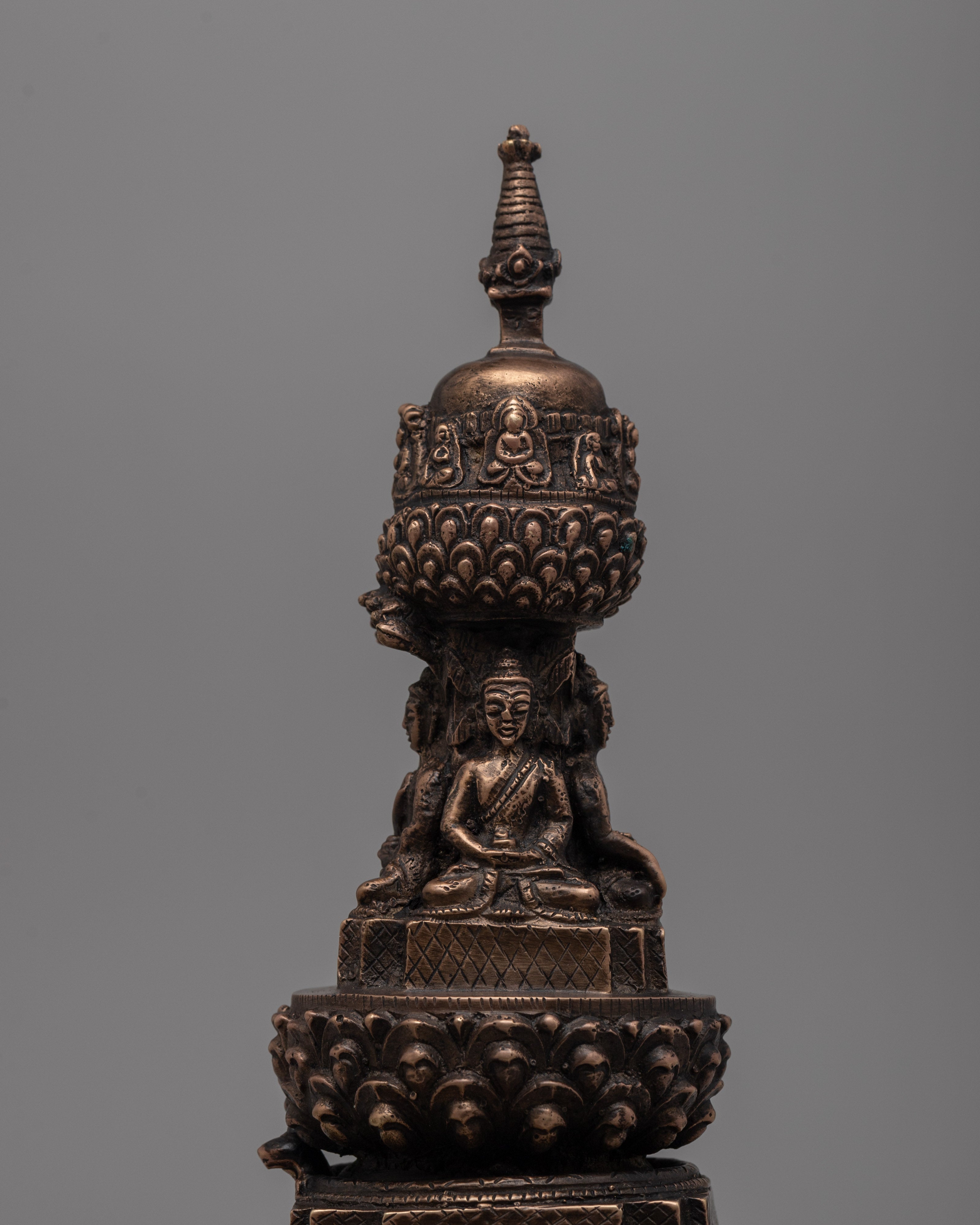 Traditional Handmade Tibetan Brass Stupa | Icon of Harmony, Protection, and Wisdom
