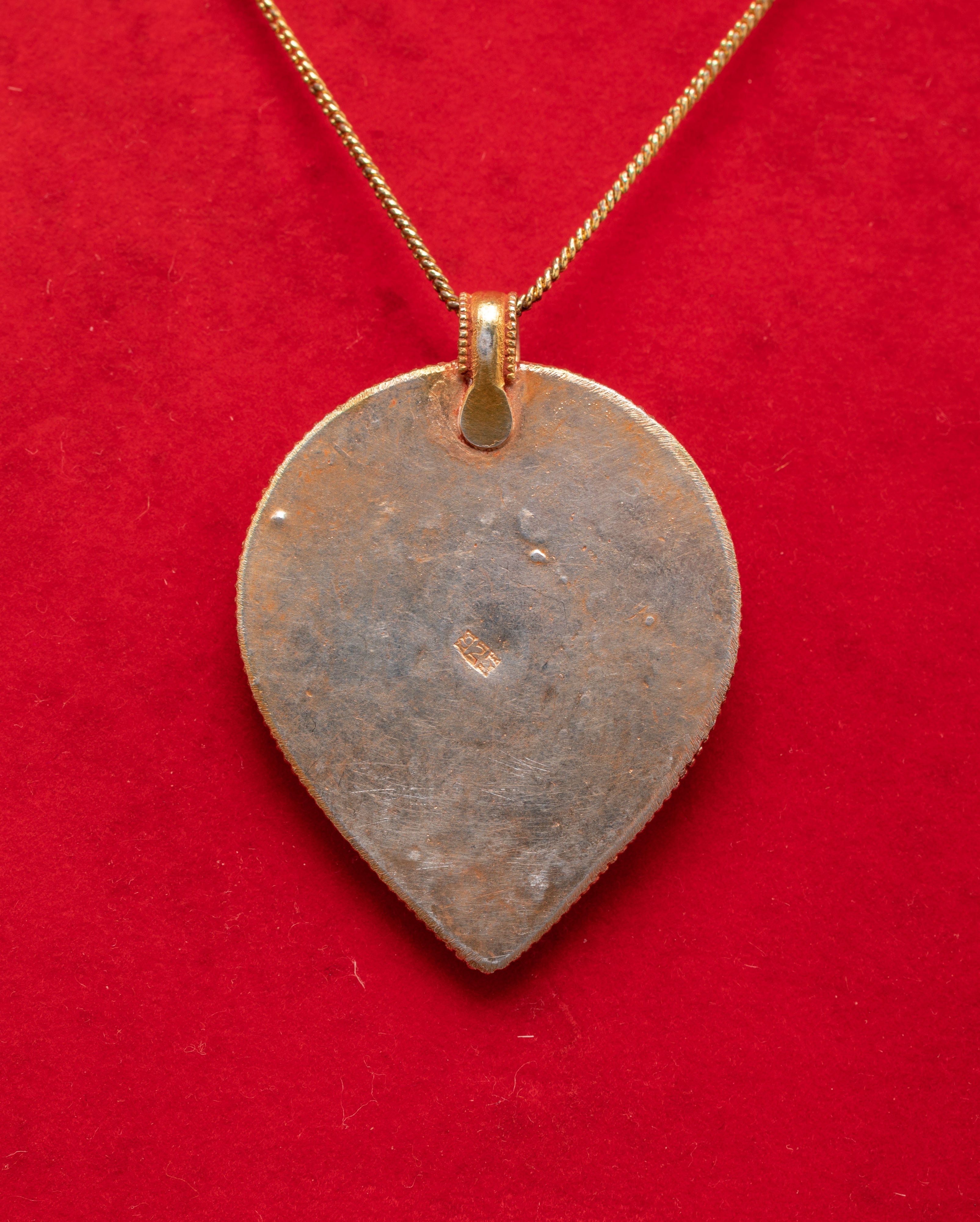 Silver Locket with Coral | Turquoise and Ruby