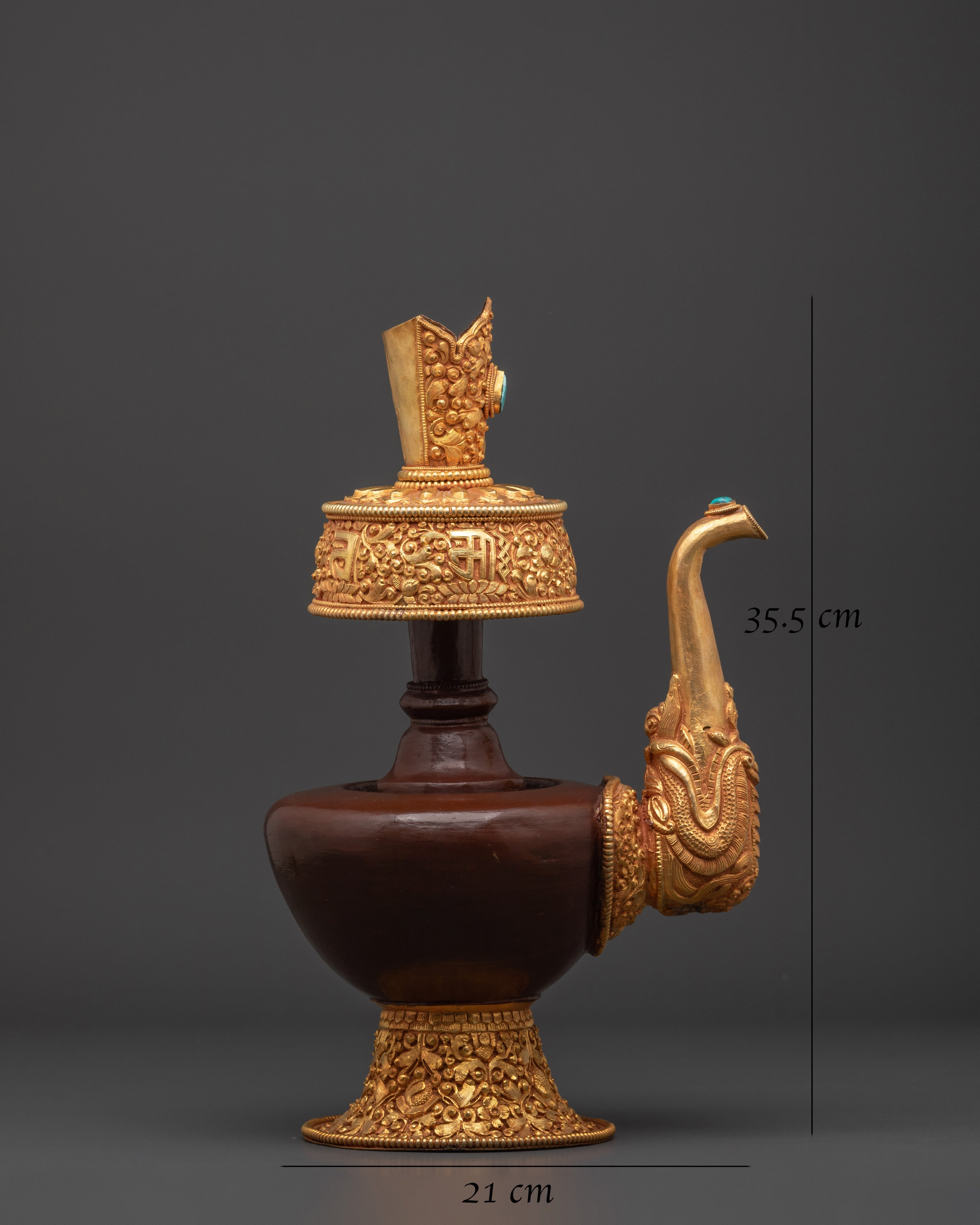 Handcrafted Bhumba Ritual Vessel | Spiritual Copper & Gold Plated Tibetan Pottery
