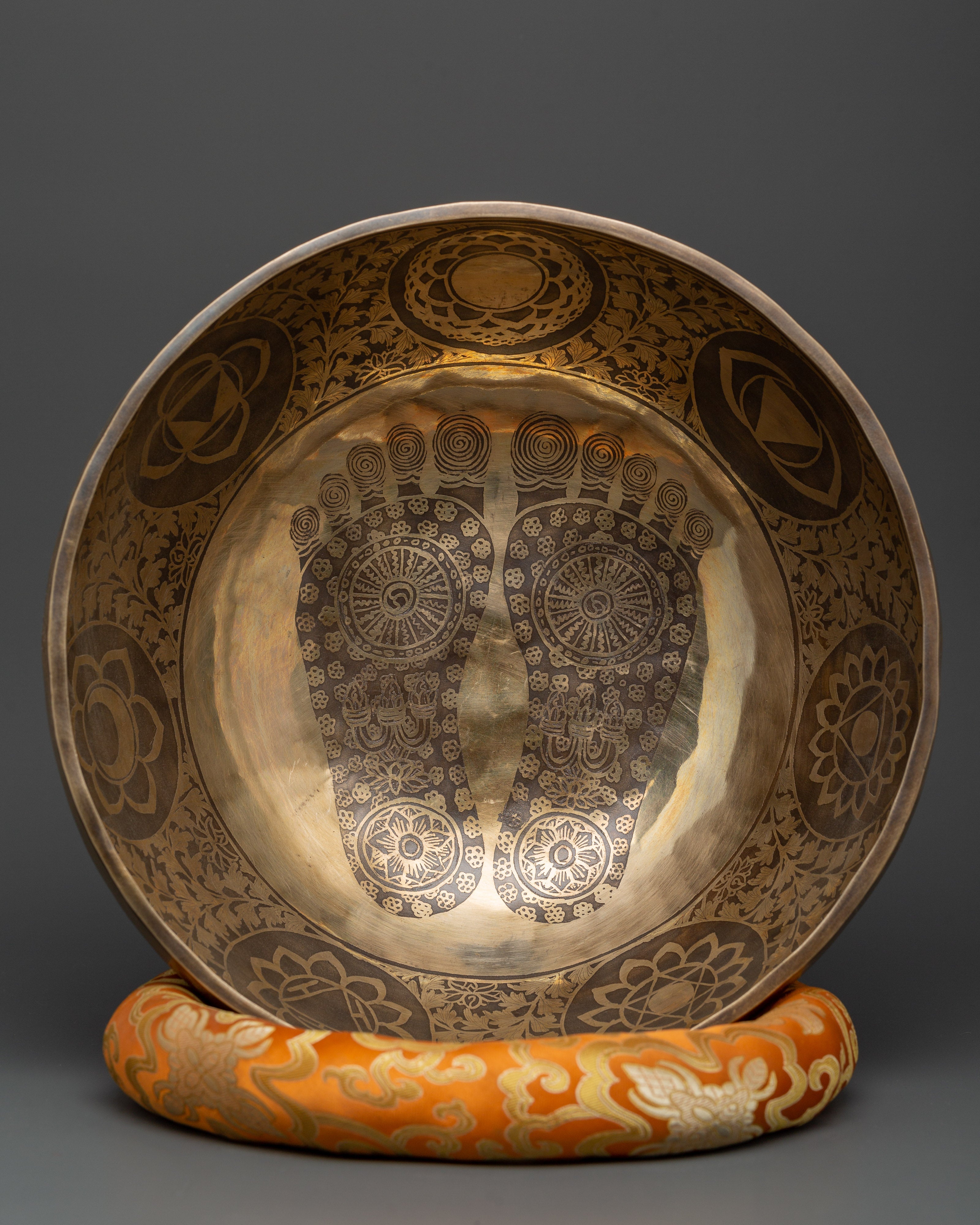 Handcrafted Brass Tibetan Singing Bowl | Sacred Flower of Life Design