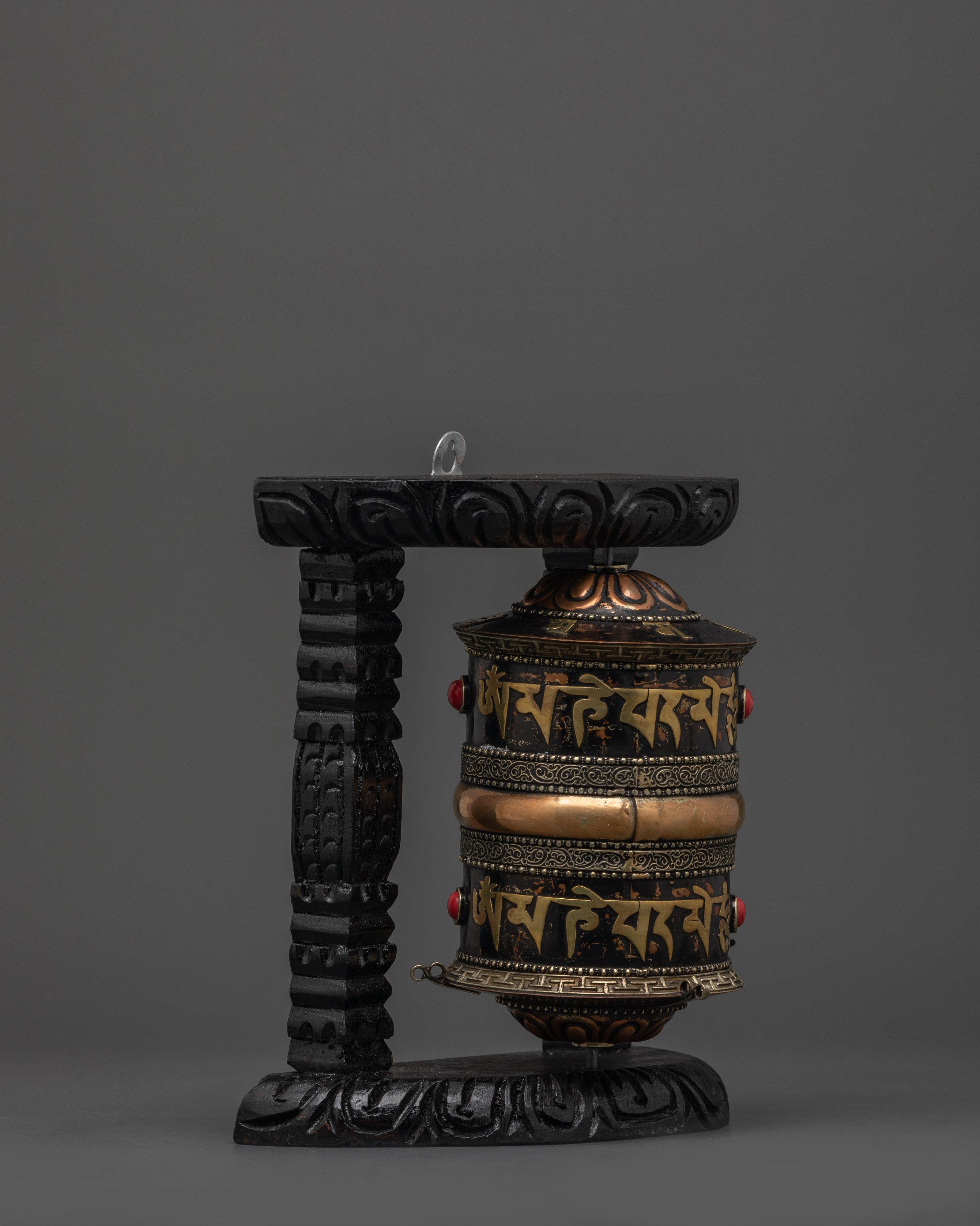 Meditation Prayer Wheel | Traditional Buddhist Wheel with Coral Stones