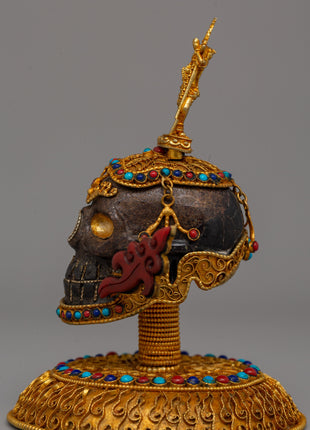 Crystal Skull Head for Spiritual Home Decor | Copper Body with Coral and Turquoise, Spiritual Home Decor