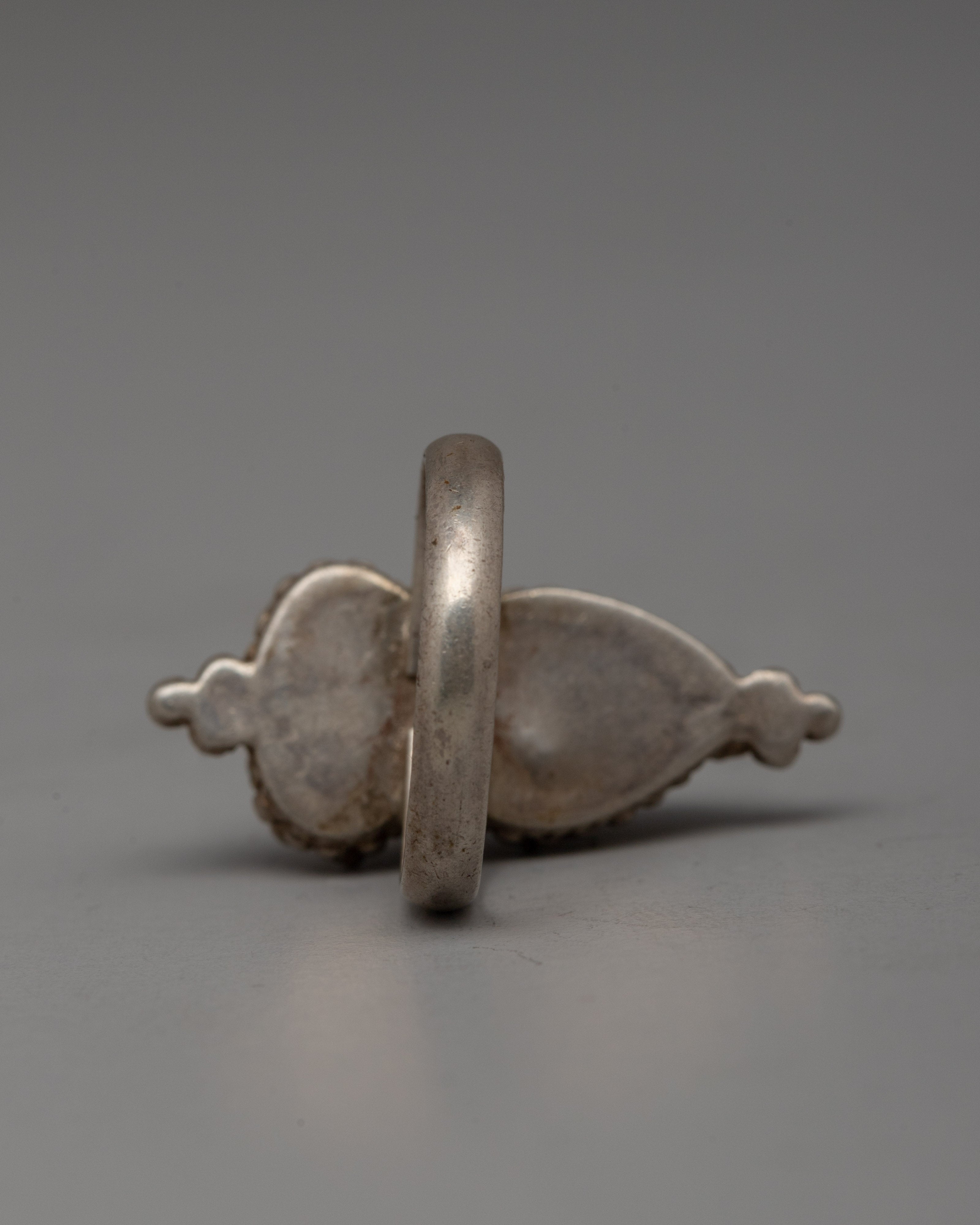 Turquoise Silver Ring | Tibetan Artisan Ring