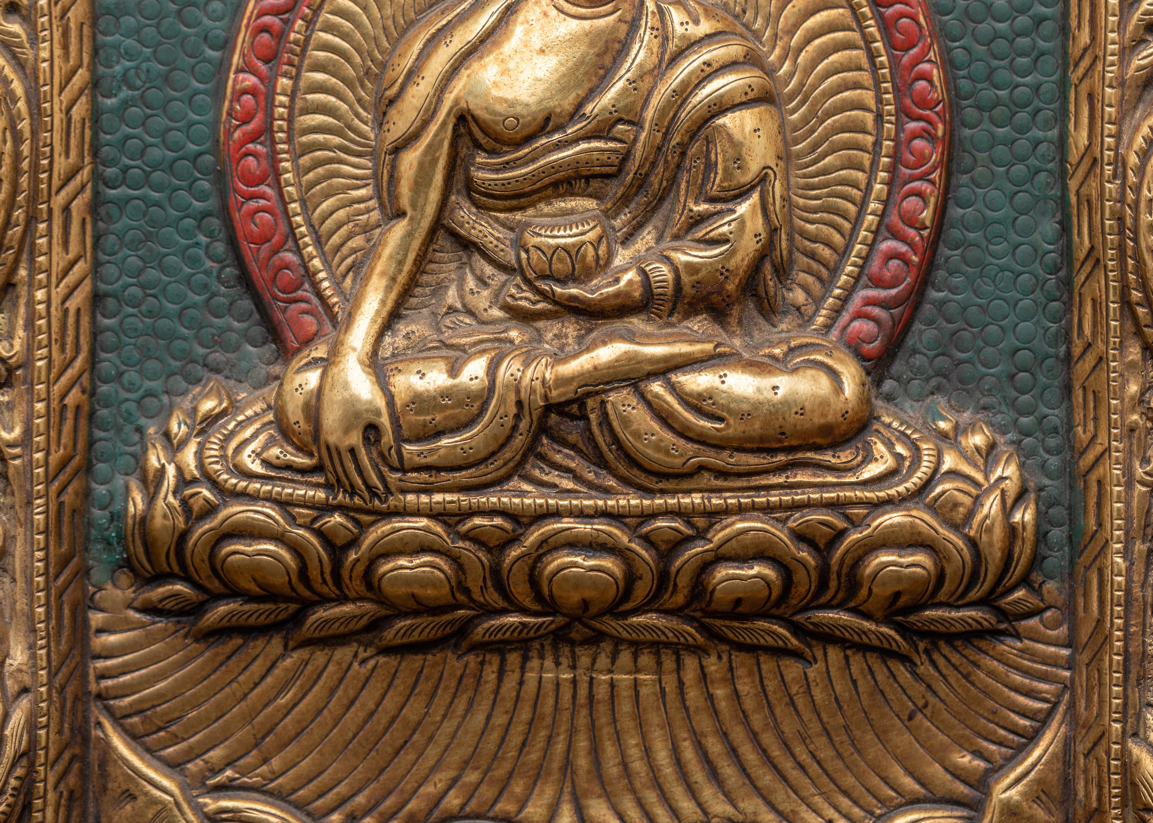 Shakyamuni Buddha Brass Wall Hanging | Buddhist BrassThangka