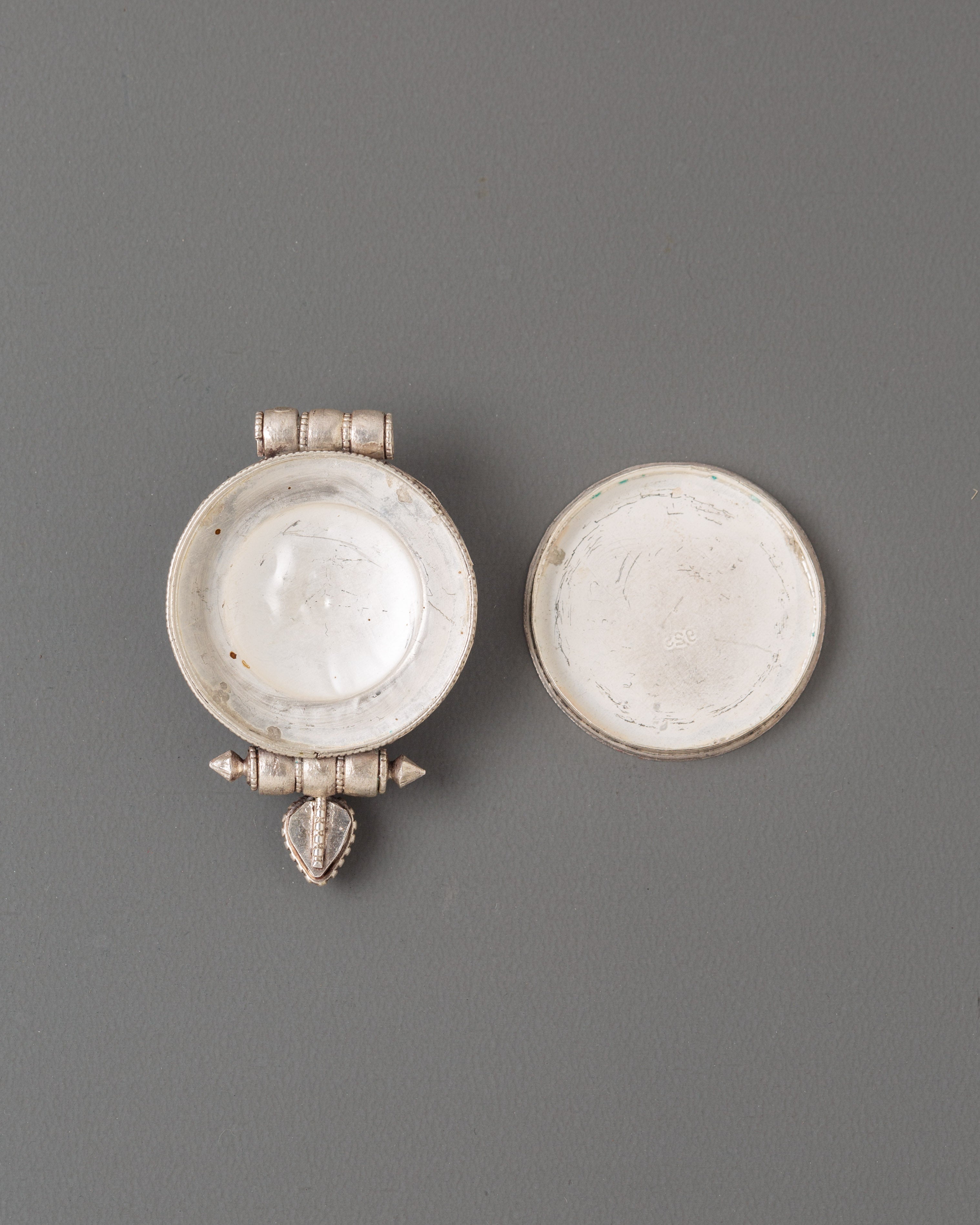Lotus Flower Silver Locket | Buddhist Ritual Ghau Pendant