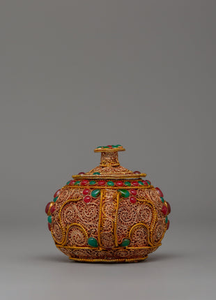 Tibetan Gold-Plated Teapot | Buddhist altar decor