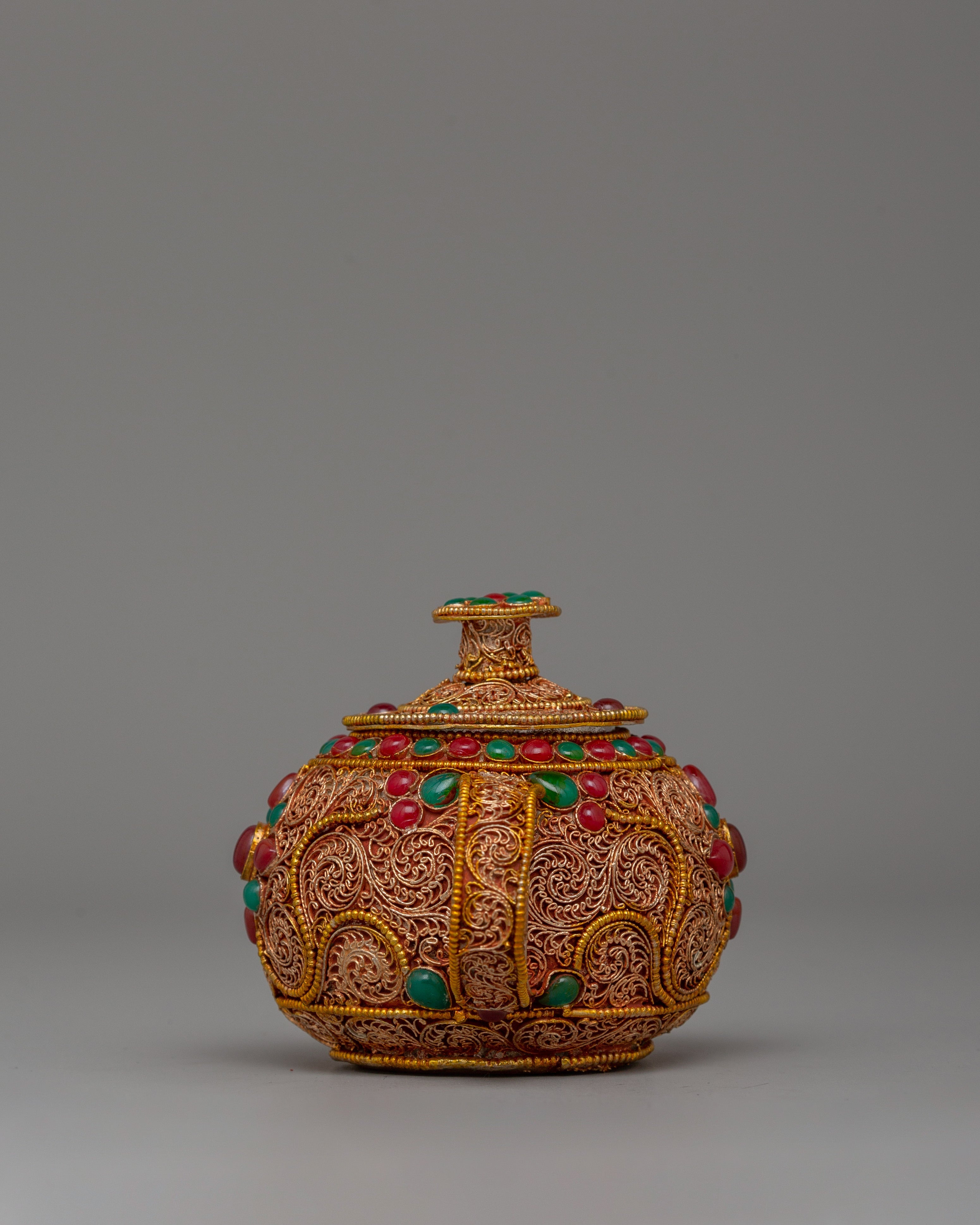 Tibetan Gold-Plated Teapot | Buddhist altar decor