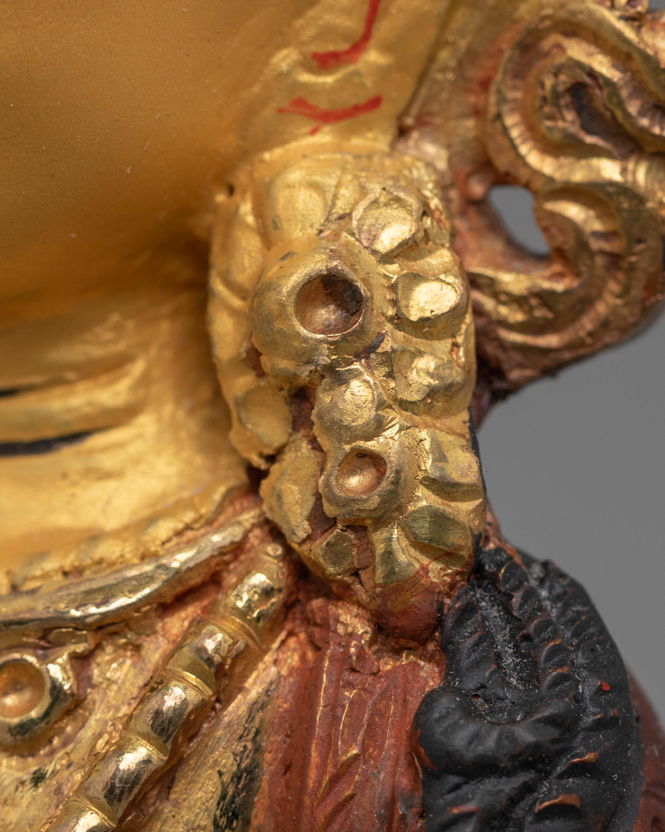 Handcrafted Mitrugpa Copper Statue with 24K Gold Gilding and Acrylic Color