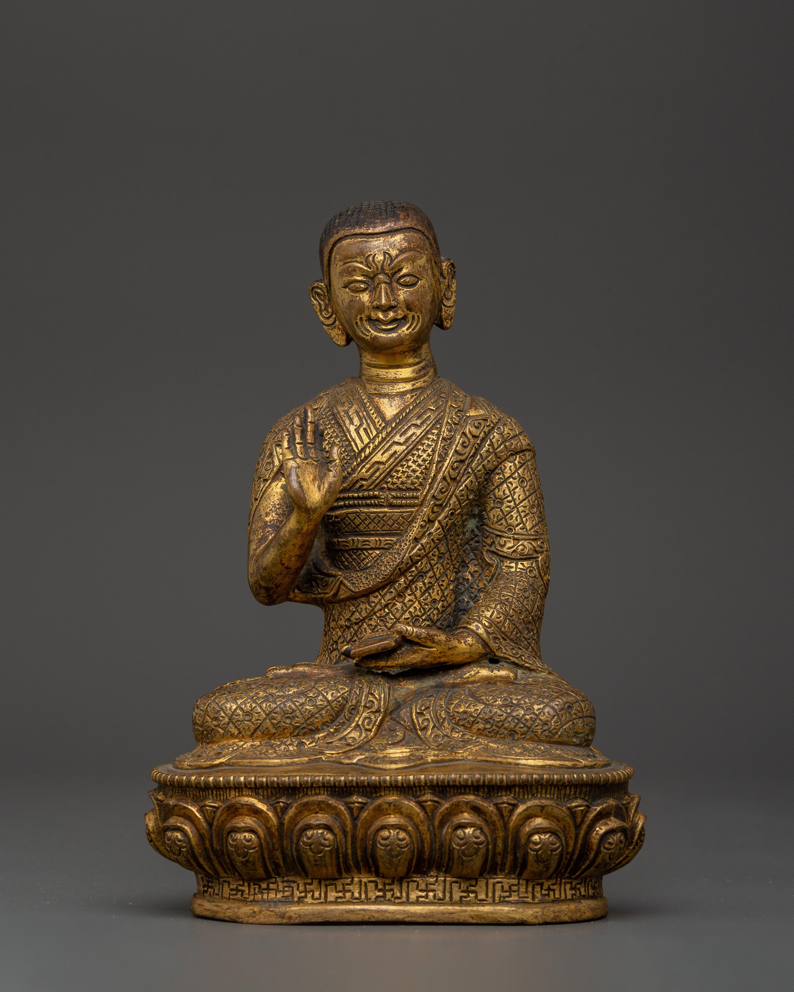 Handcrafted Brass body Tsongkhapa with Je Gyaltsab & Je Khedrup