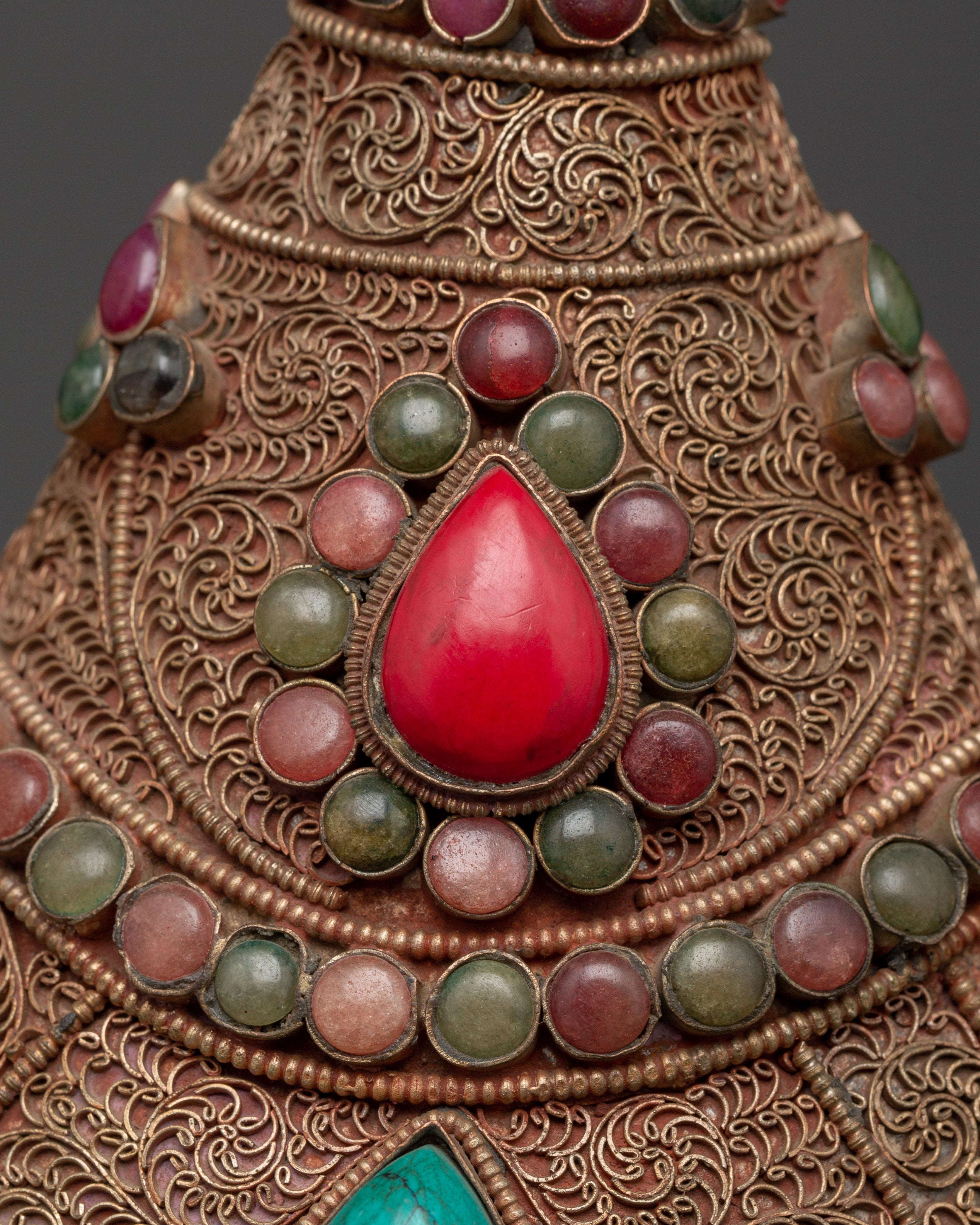 Handcrafted Copper Snuff Bottle | Silver-Plated Filigree Artistry