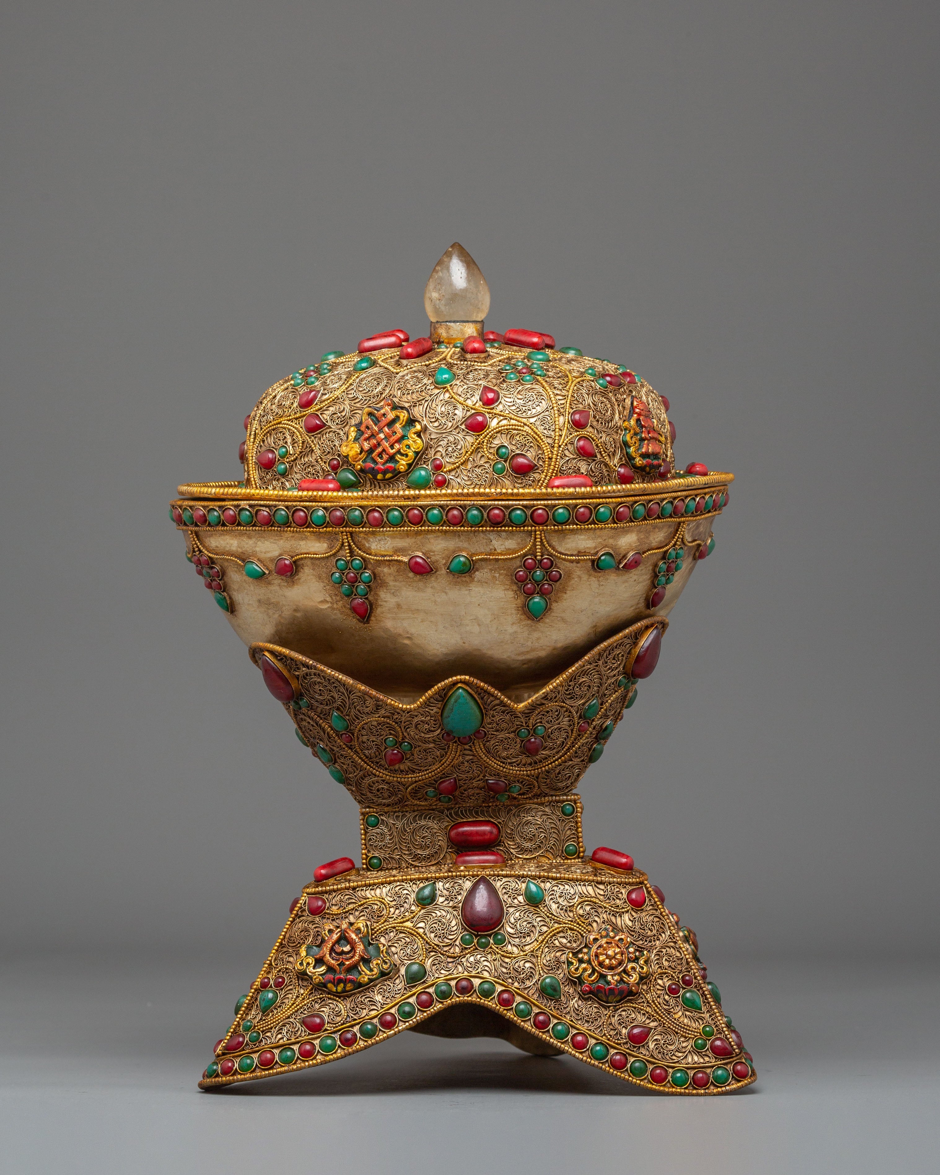 Sacred Kapala Ritual Offering Cup | Traditional Tibetan Altarware