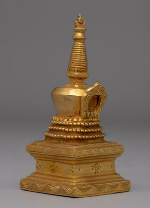 Gold-Plated Buddhist Stupa Set | Symbol of Enlightenment