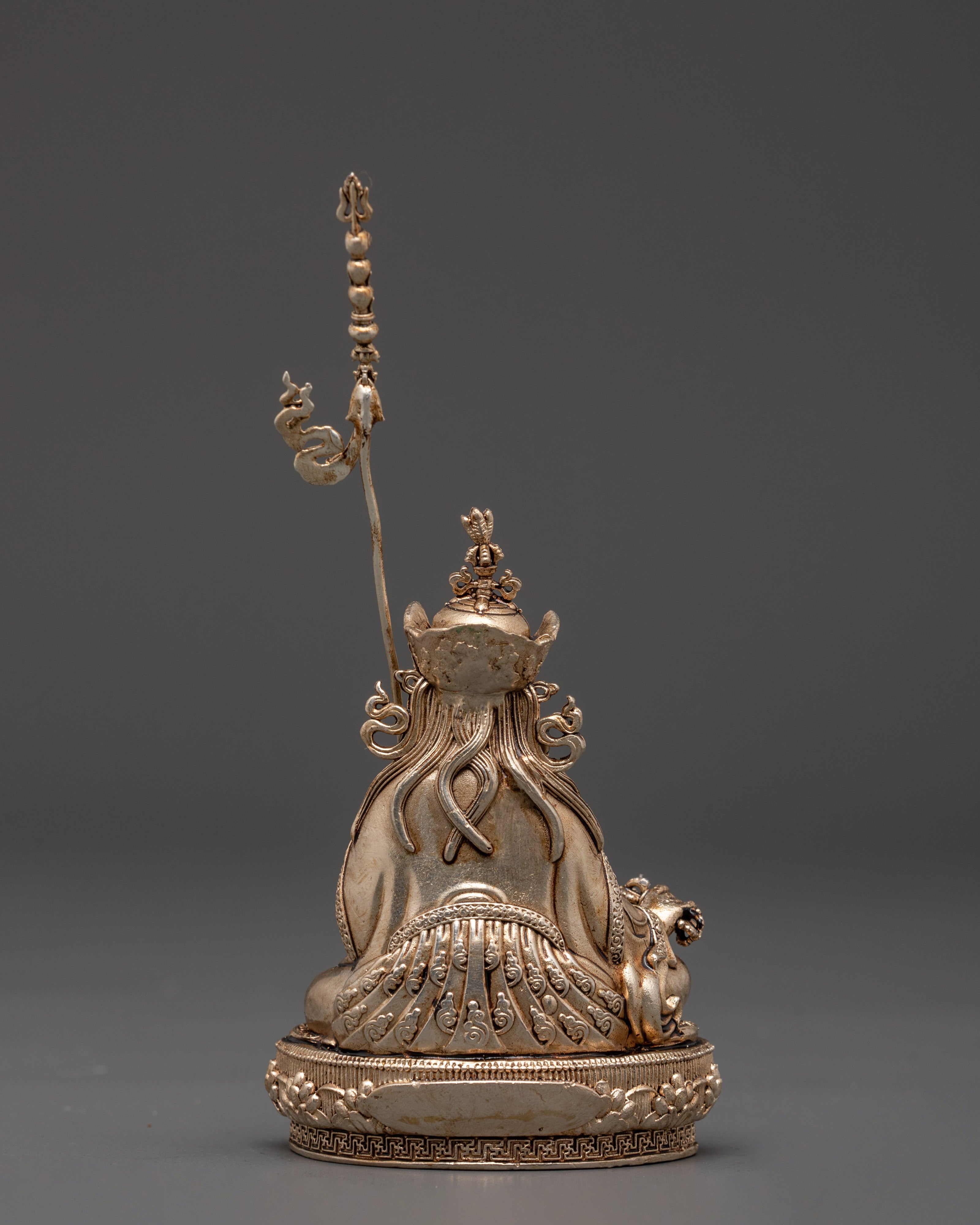 Silver Plated Padmakara Statue | Tibetan Vajra Master