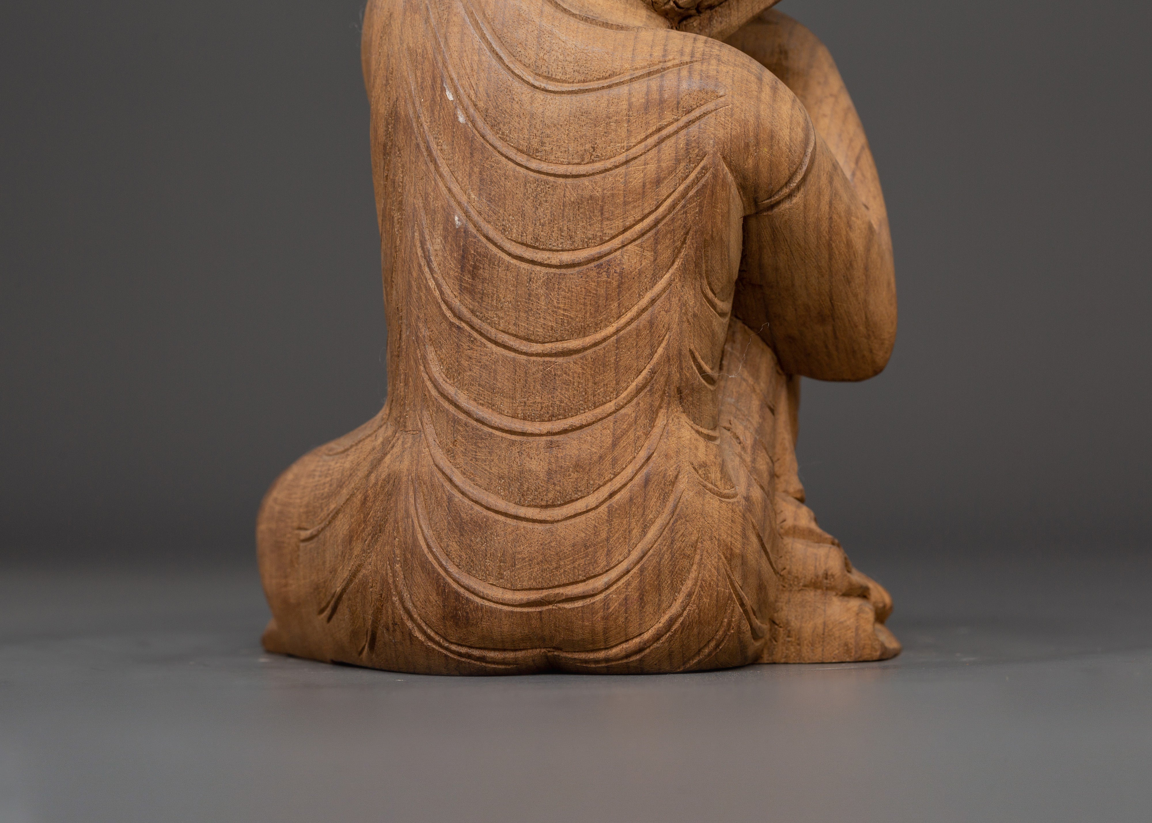 Handmade Wooden Buddha Statue for Meditation and Spiritual Decor