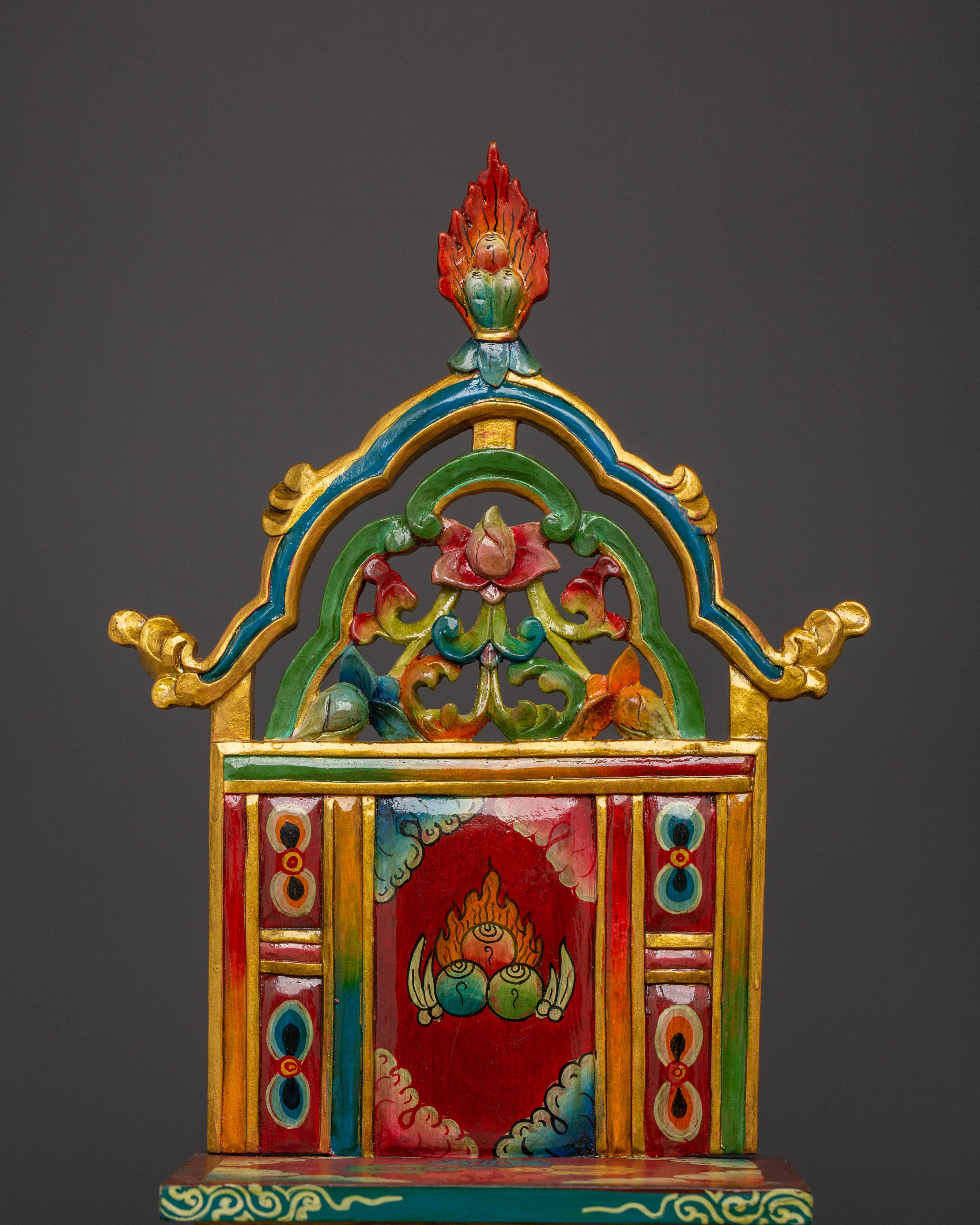 Tibetan Ritual Throne | Handcarved Deity Seat for Buddhist Altar